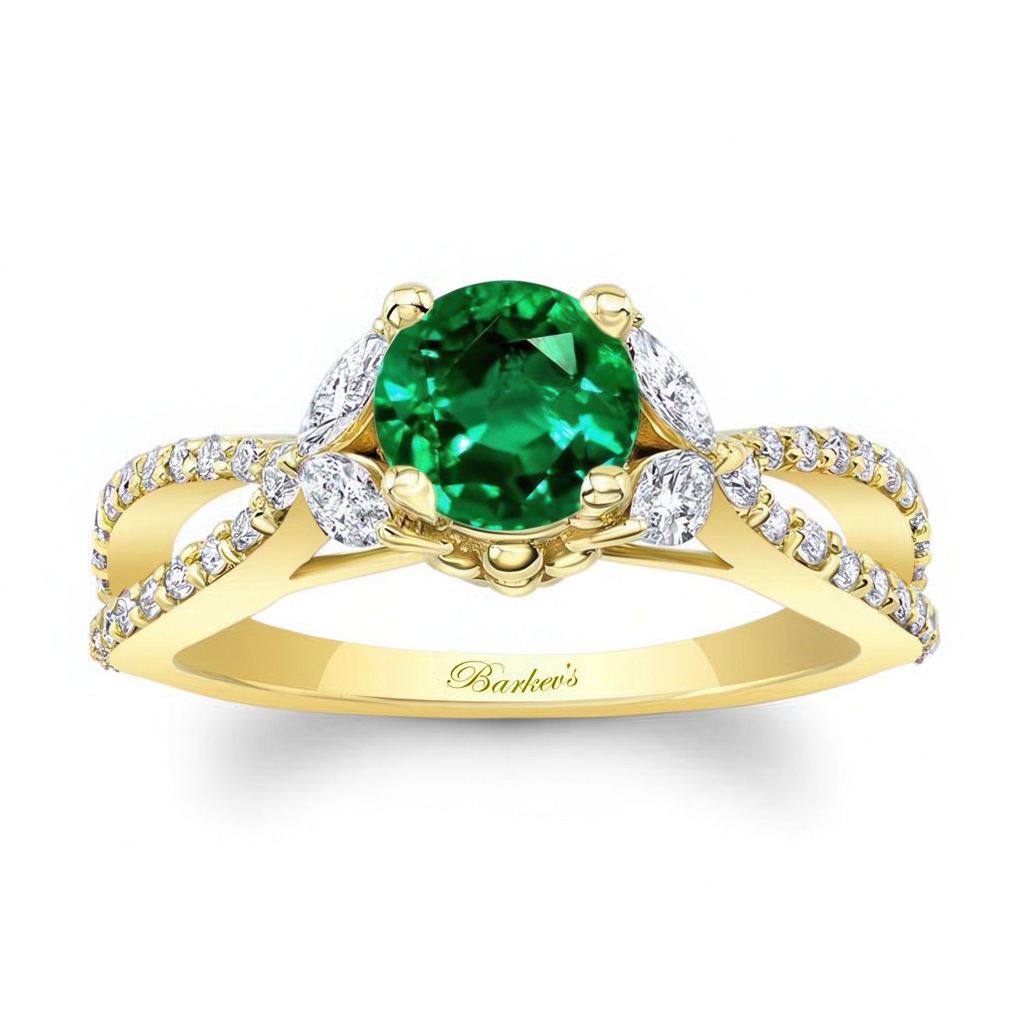 Emerald And Diamond Leaf Ring