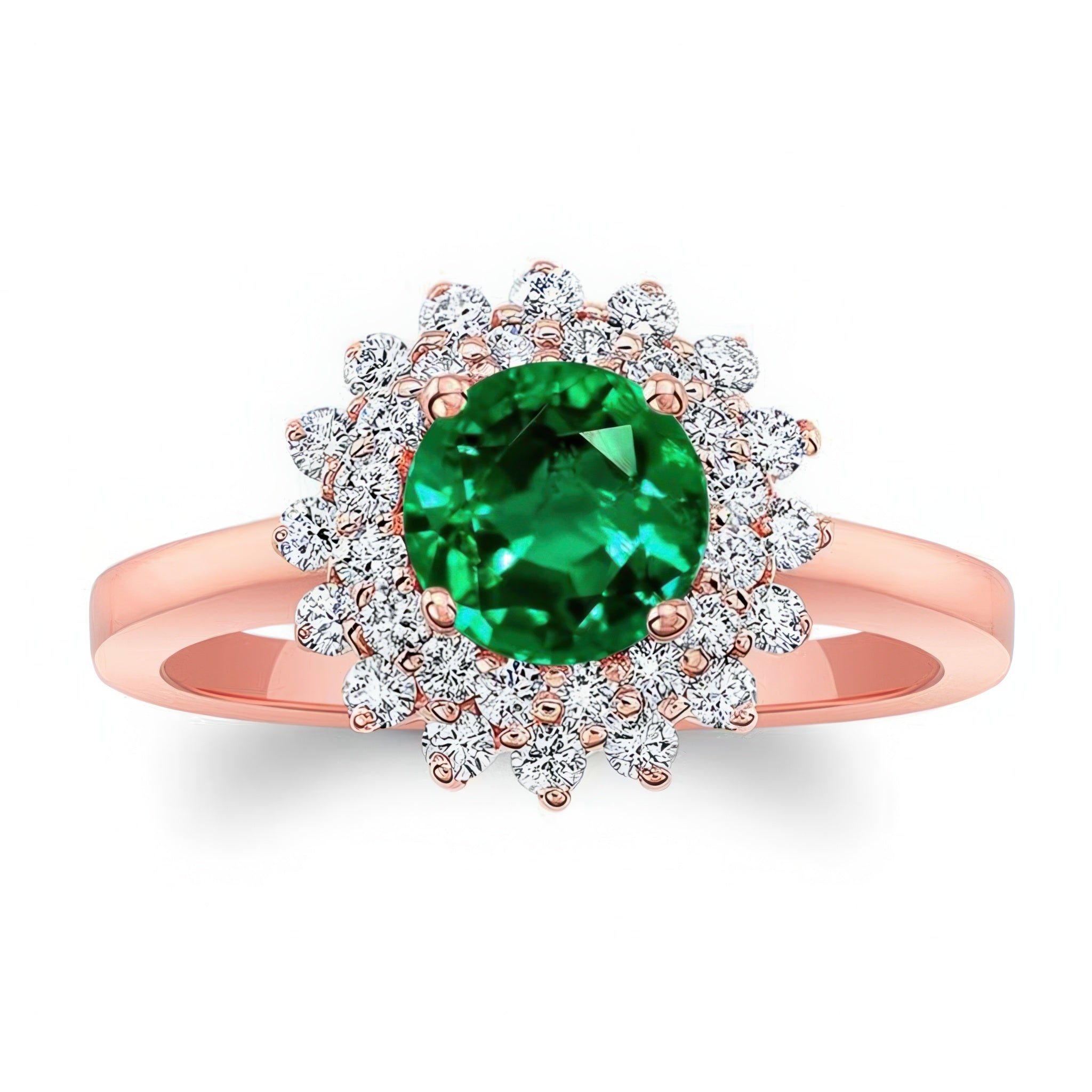 Starburst Emerald And Diamond Ring