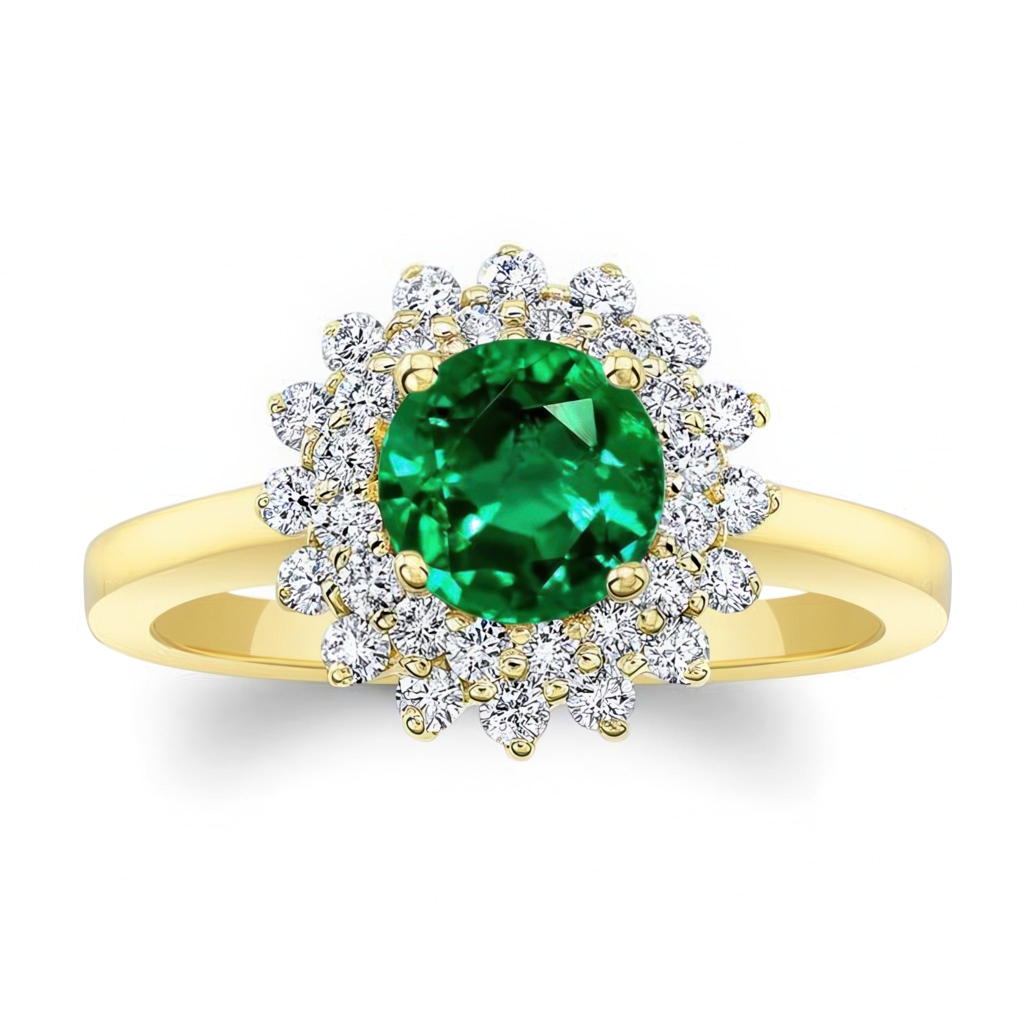 Starburst Emerald And Diamond Ring