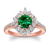 Marquise Halo Lab Emerald And Diamond Engagement Ring