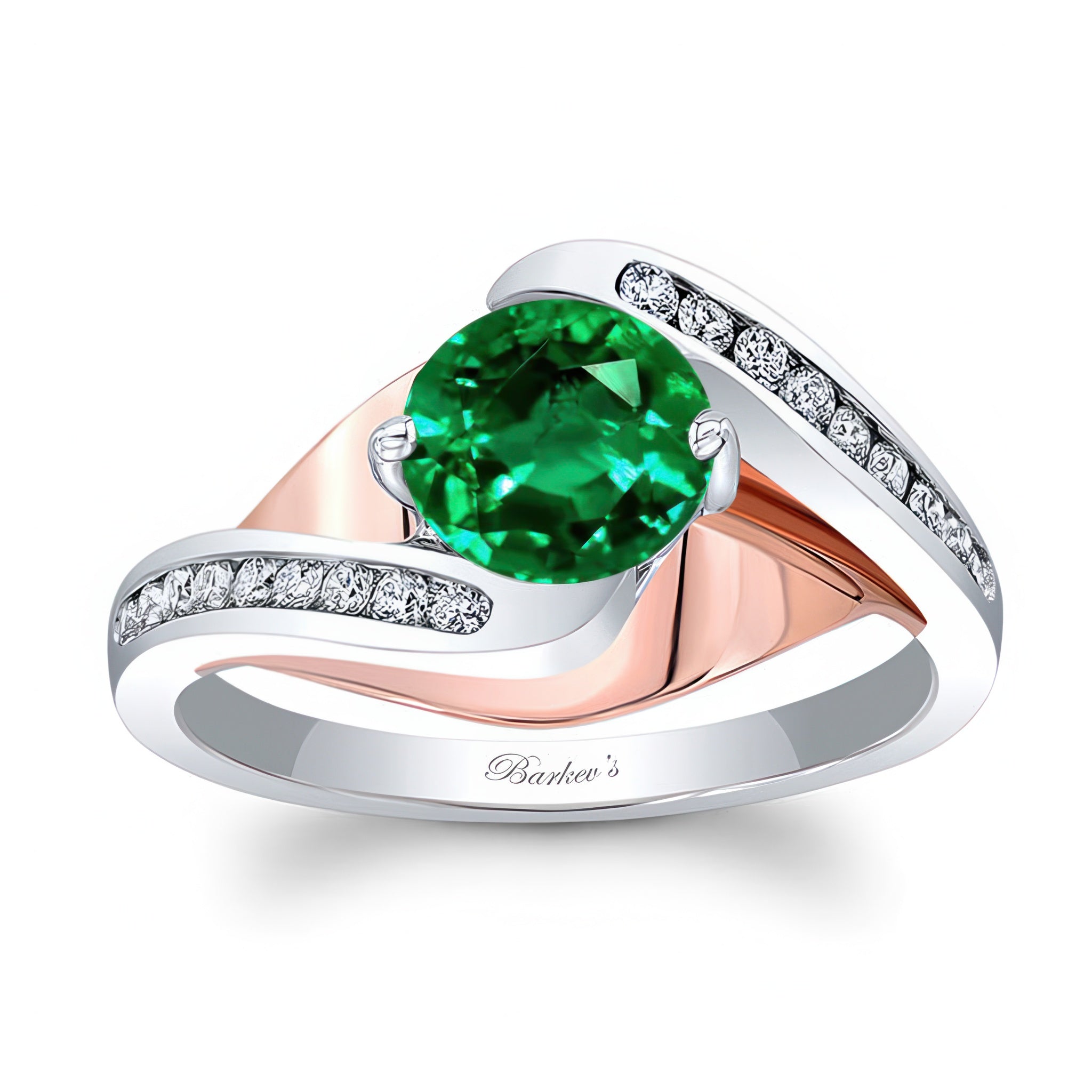 Split Shank Cathedral Emerald And Diamond Engagement Ring