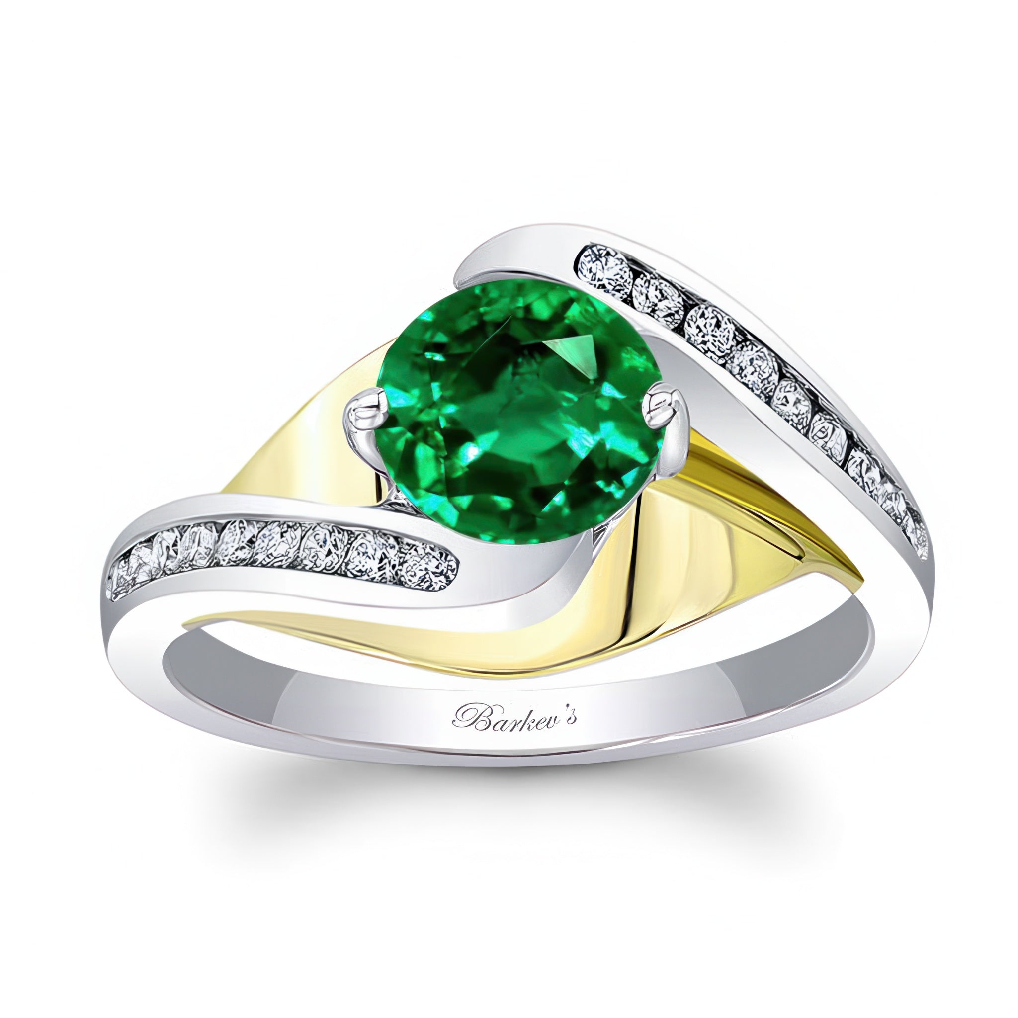 Split Shank Cathedral Emerald And Diamond Engagement Ring