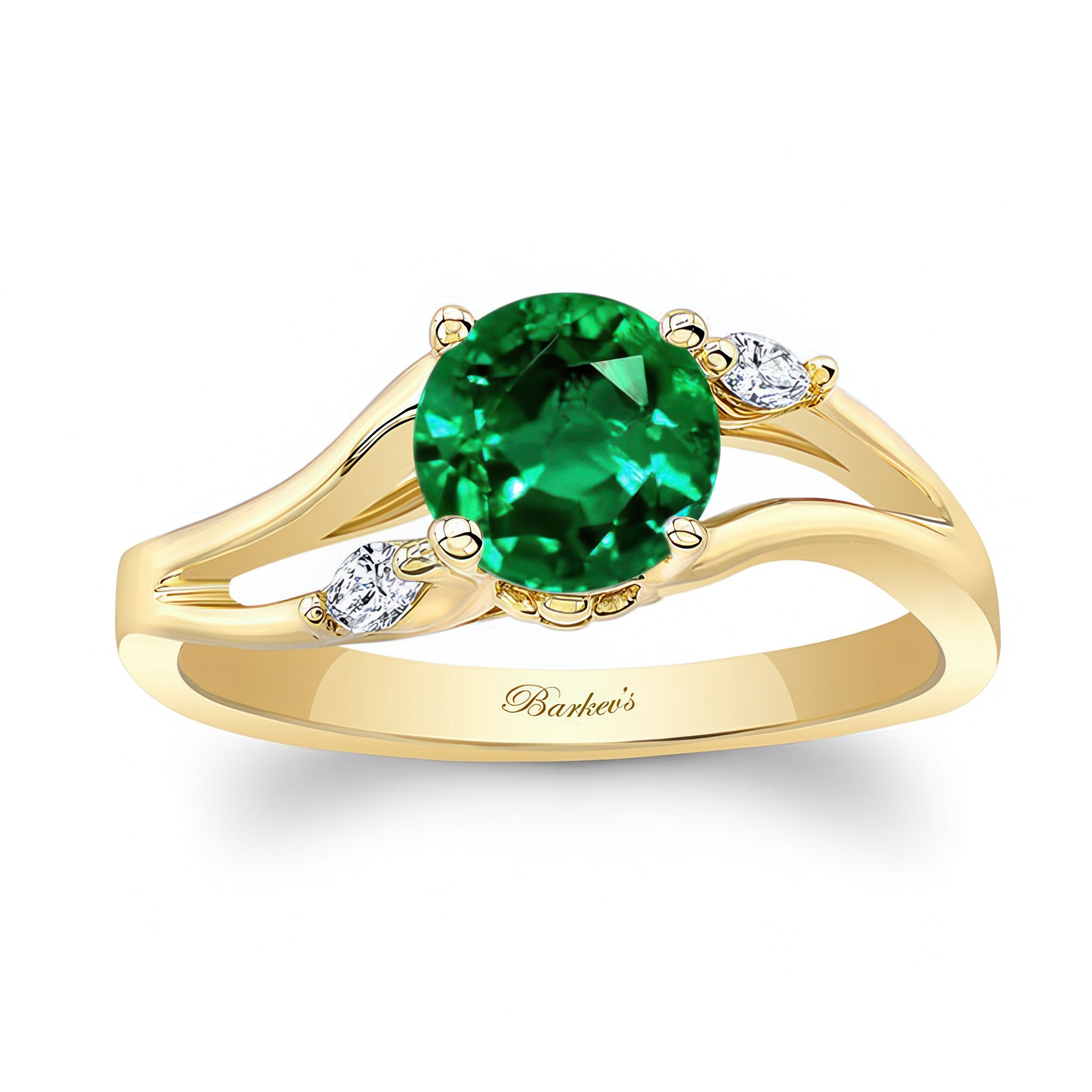 V Shaped Emerald And Diamond Ring