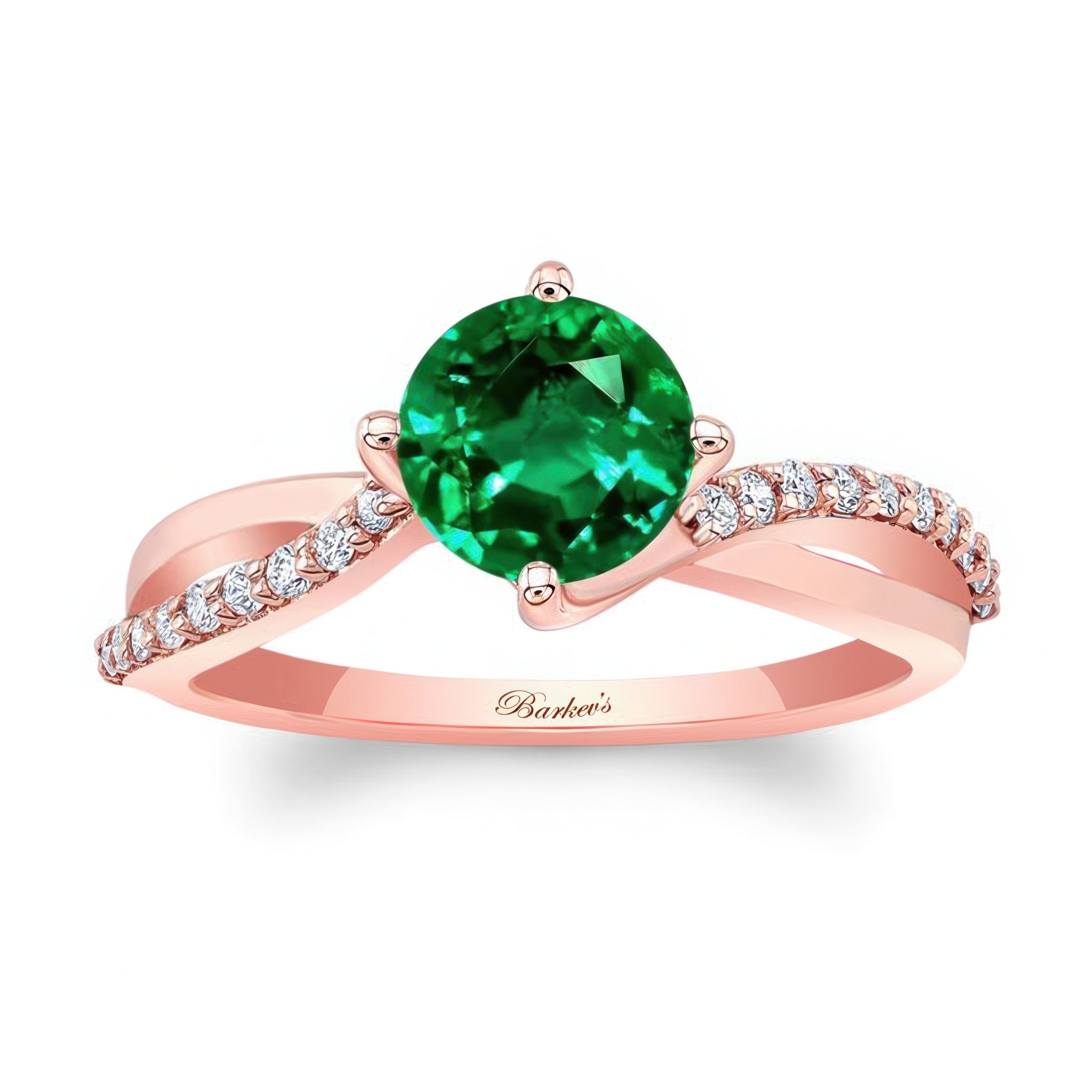 Twisted Emerald And Diamond Engagement Ring