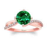 2 Carat Twisted Emerald And Diamond Engagement Ring