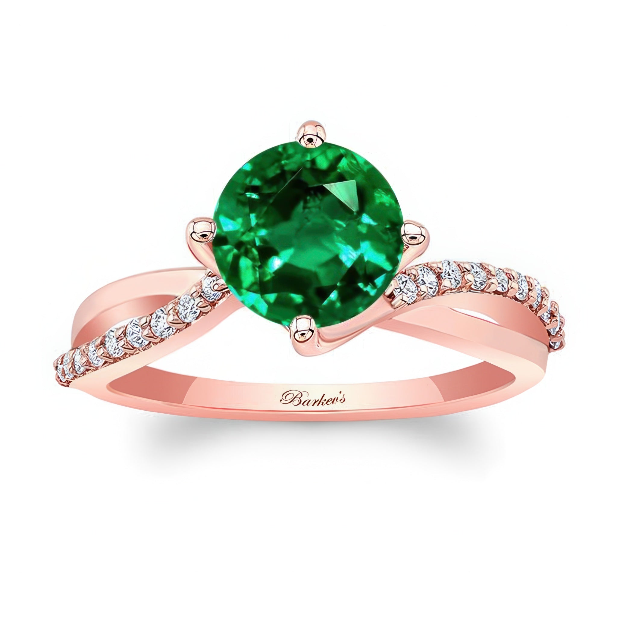 2 Carat Twisted Emerald And Diamond Engagement Ring