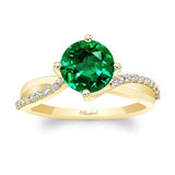 2 Carat Twisted Emerald And Diamond Engagement Ring