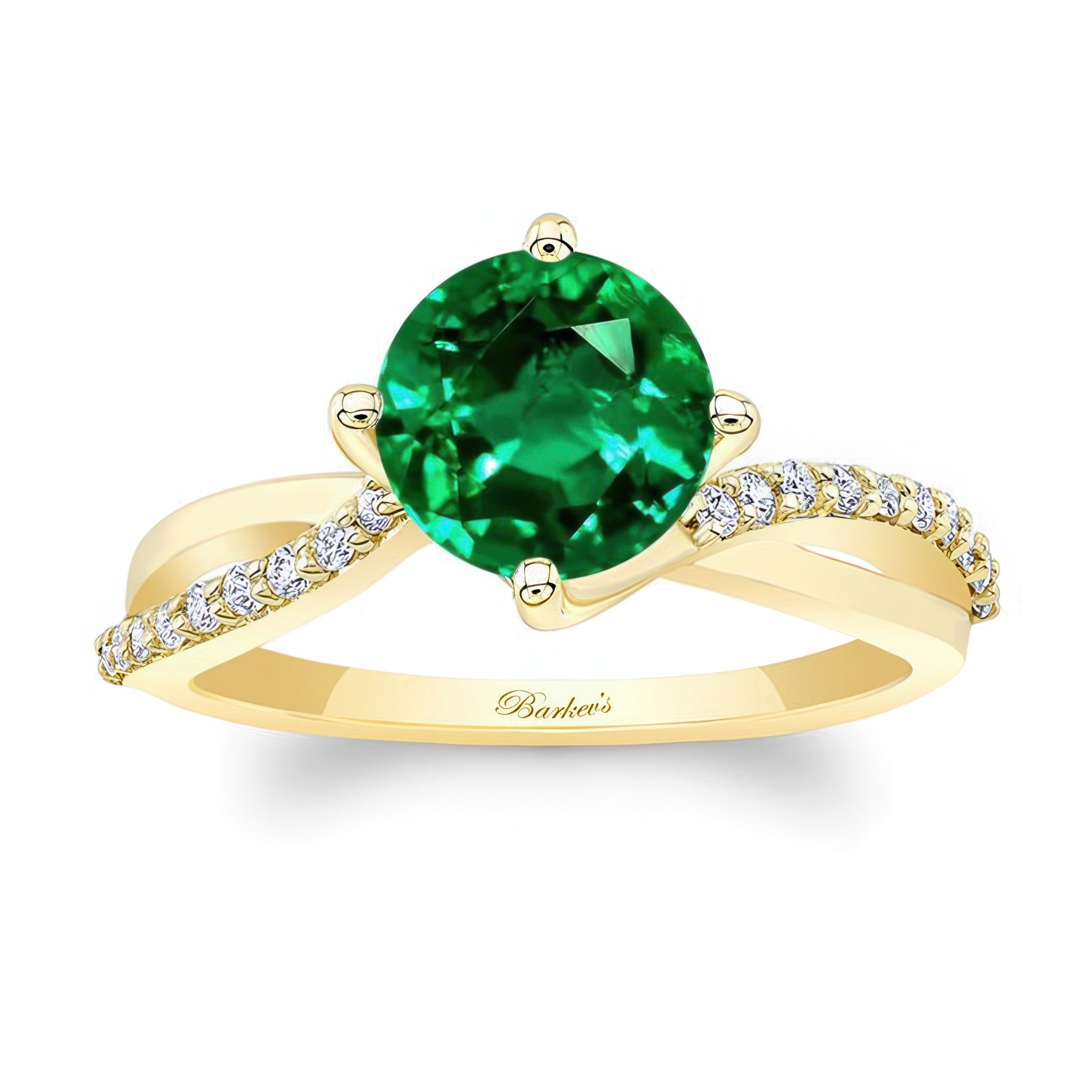 2 Carat Twisted Emerald And Diamond Engagement Ring