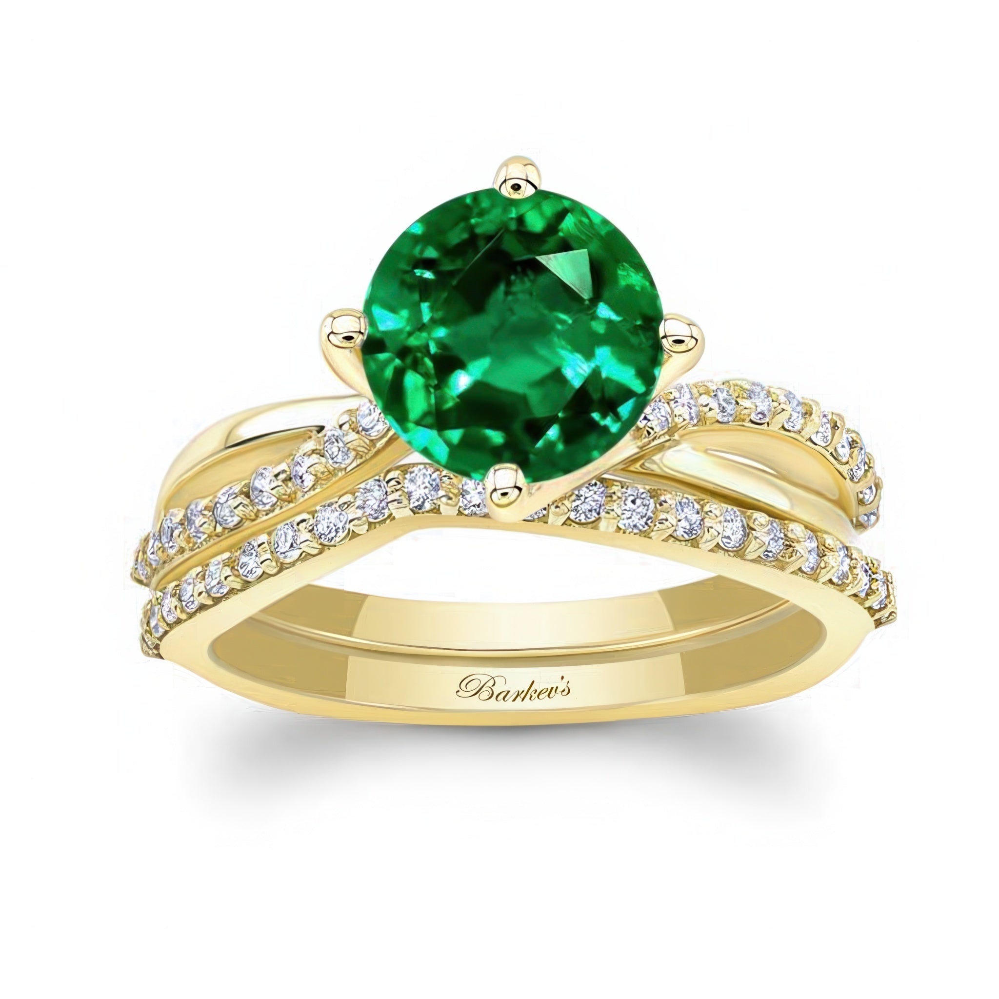 2 Carat Twisted Emerald And Diamond Bridal Set