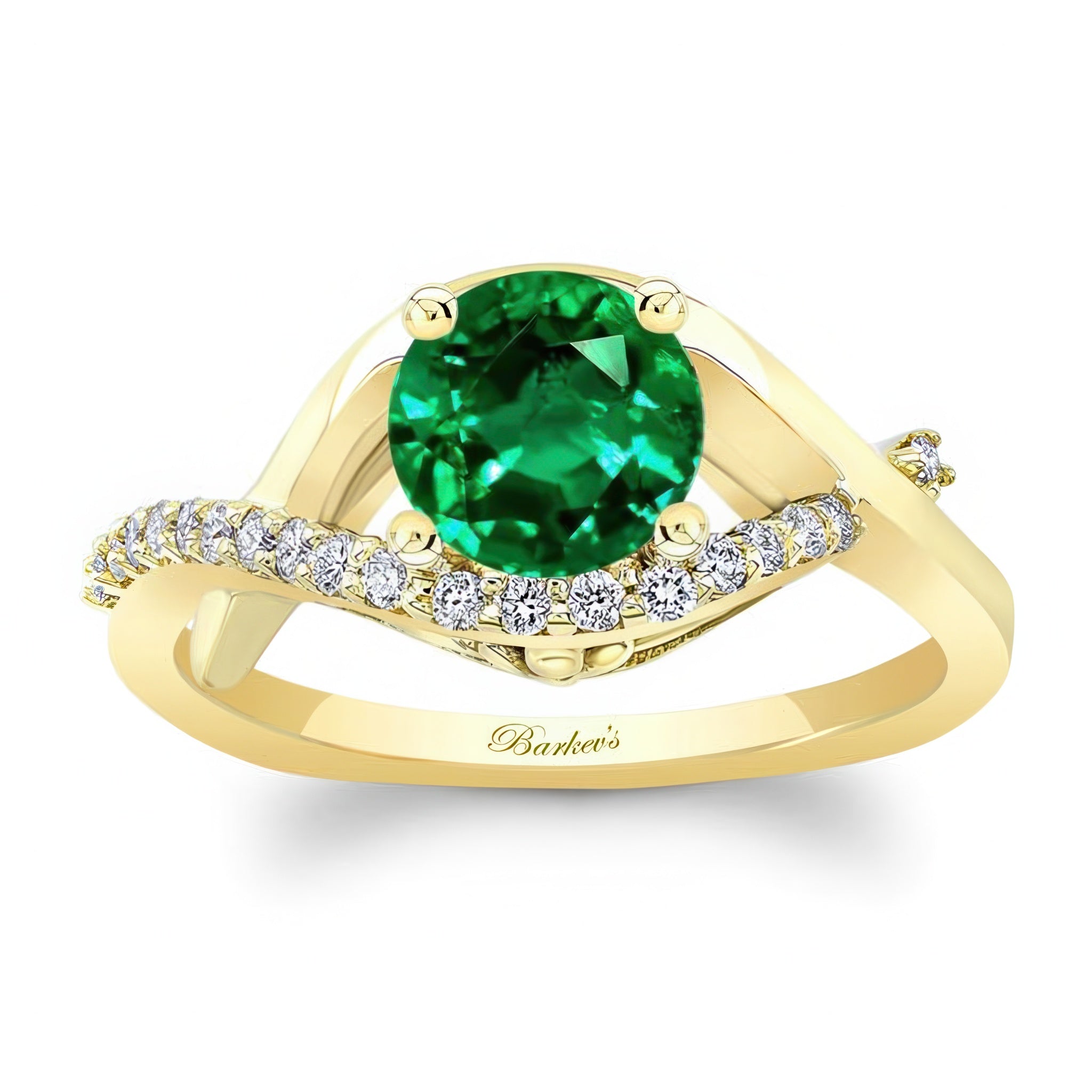 Criss Cross Emerald And Diamond Engagement Ring