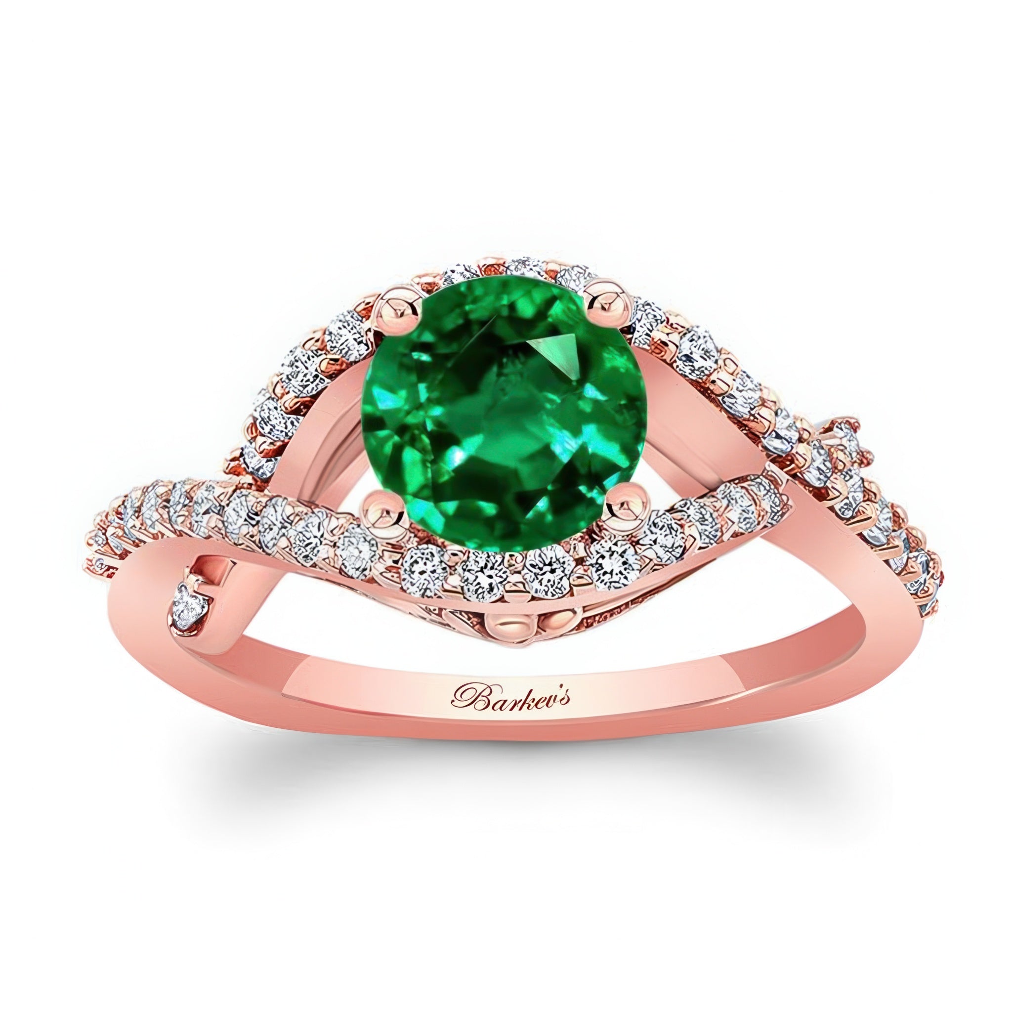 Criss Cross Emerald And Diamond Ring