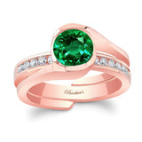 Half Bezel Emerald And Diamond Interlocking Bridal Set