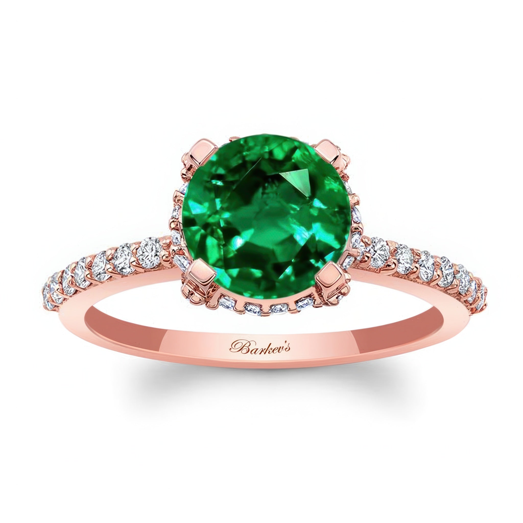 Emerald And Diamond Hidden Halo Ring