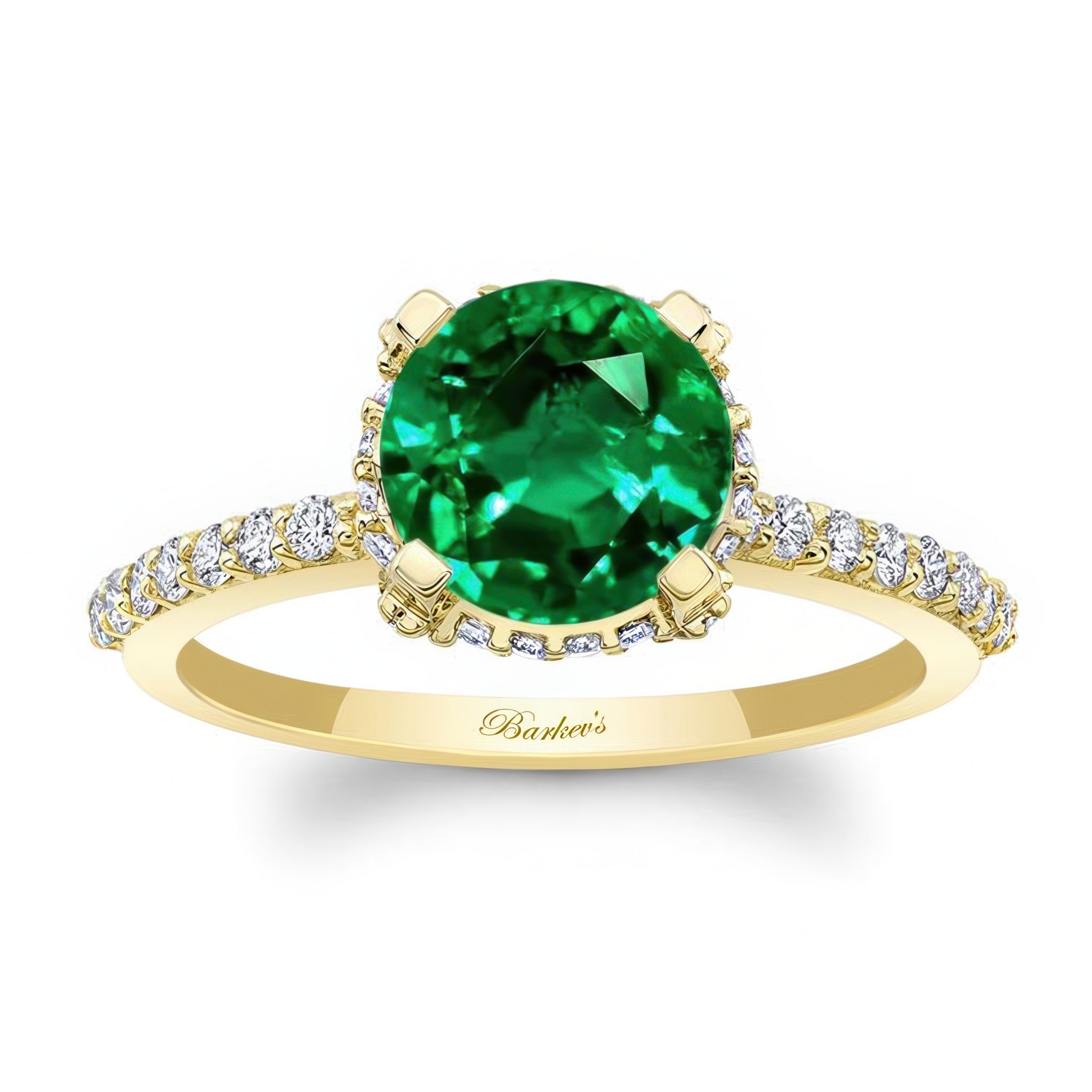 Emerald And Diamond Hidden Halo Ring