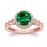 Vintage Halo Lab Grown Emerald And Diamond Engagement Ring
