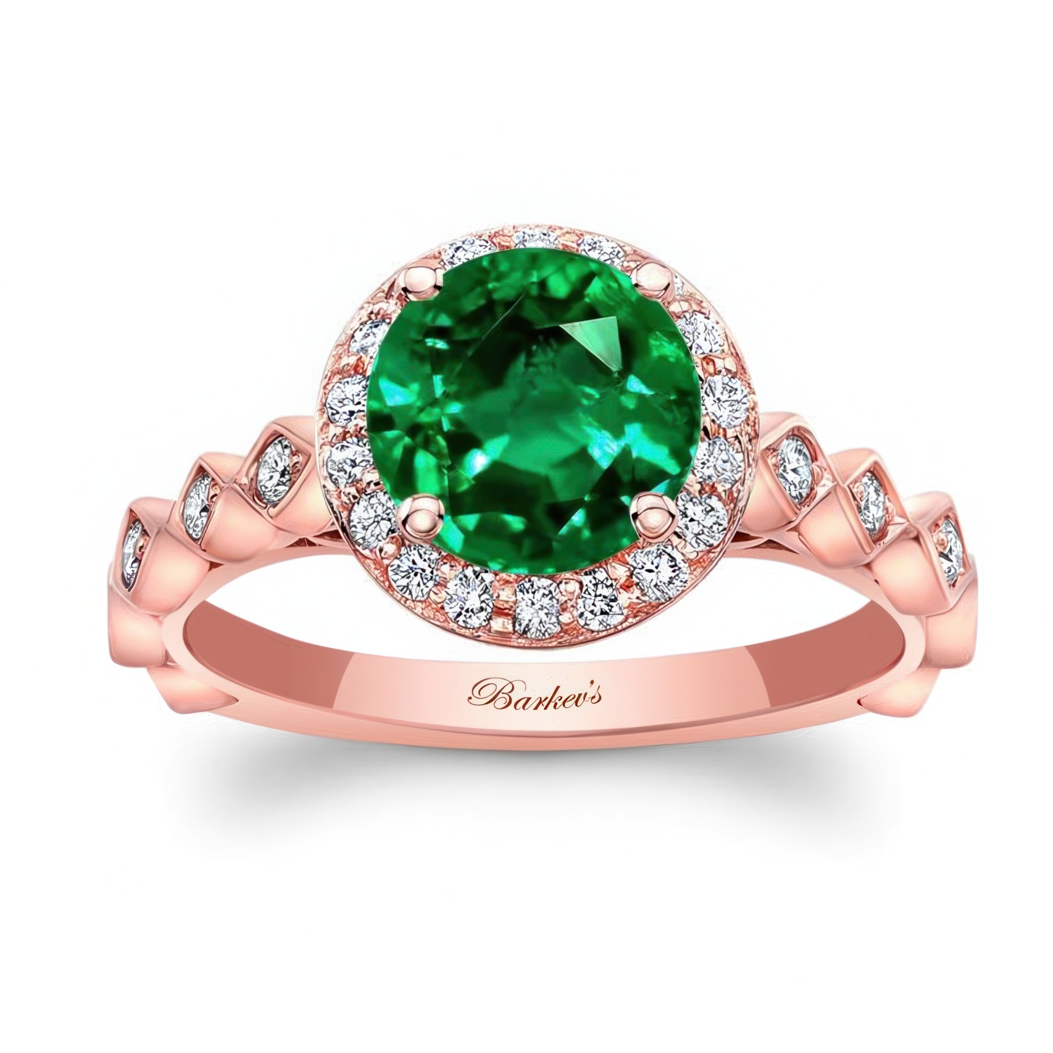 Vintage Halo Emerald And Diamond Engagement Ring