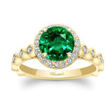 Vintage Halo Lab Grown Emerald And Diamond Engagement Ring