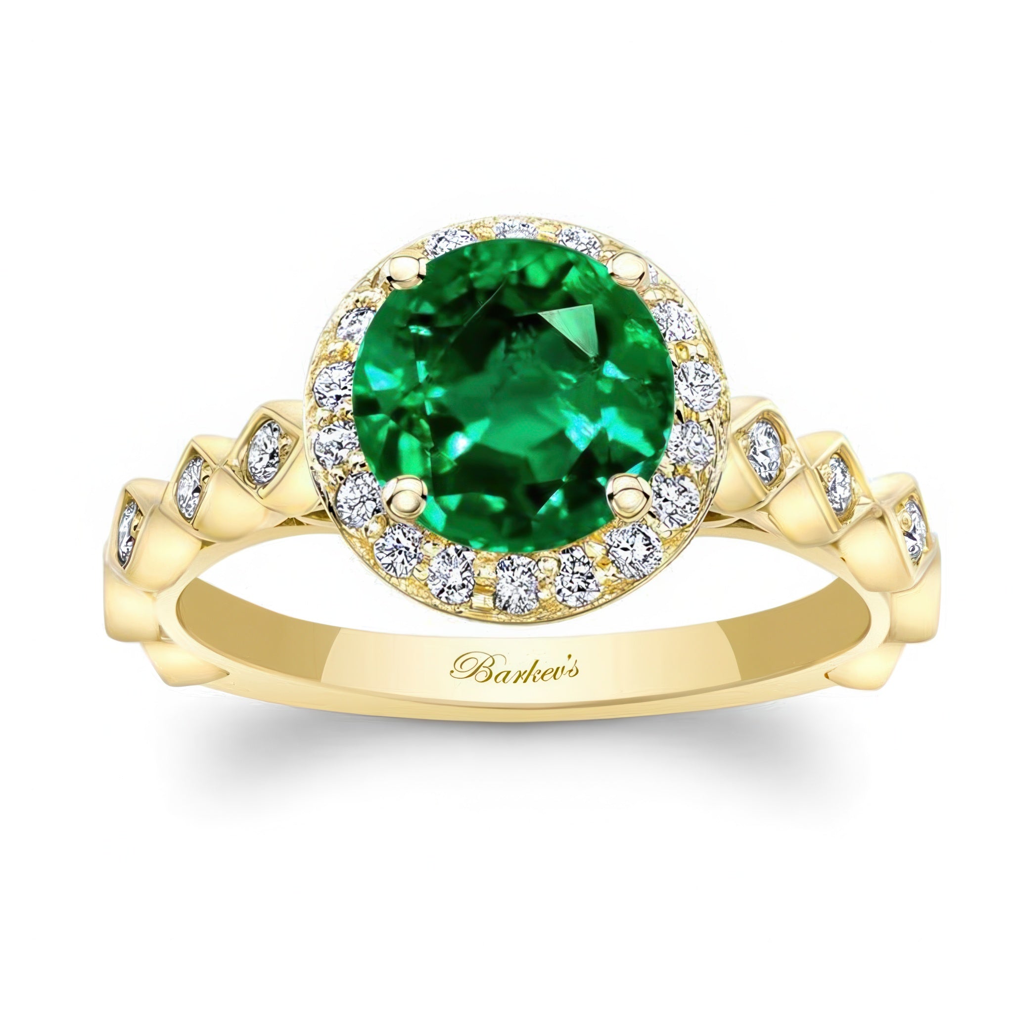 Vintage Halo Emerald And Diamond Engagement Ring