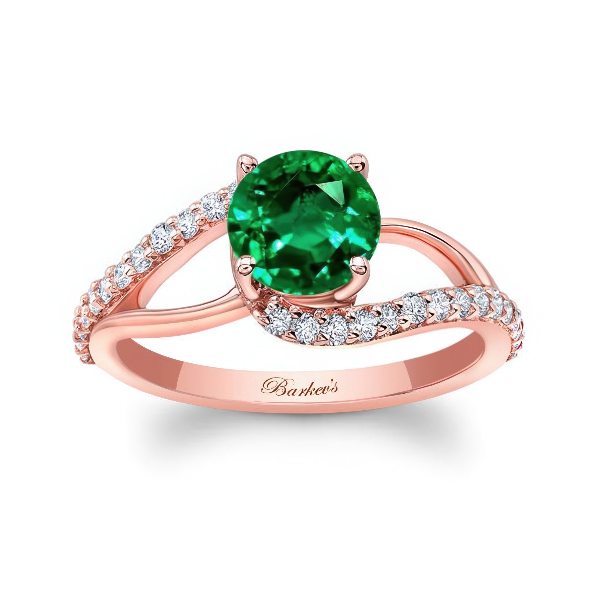 Split Shank Emerald And Diamond Ring
