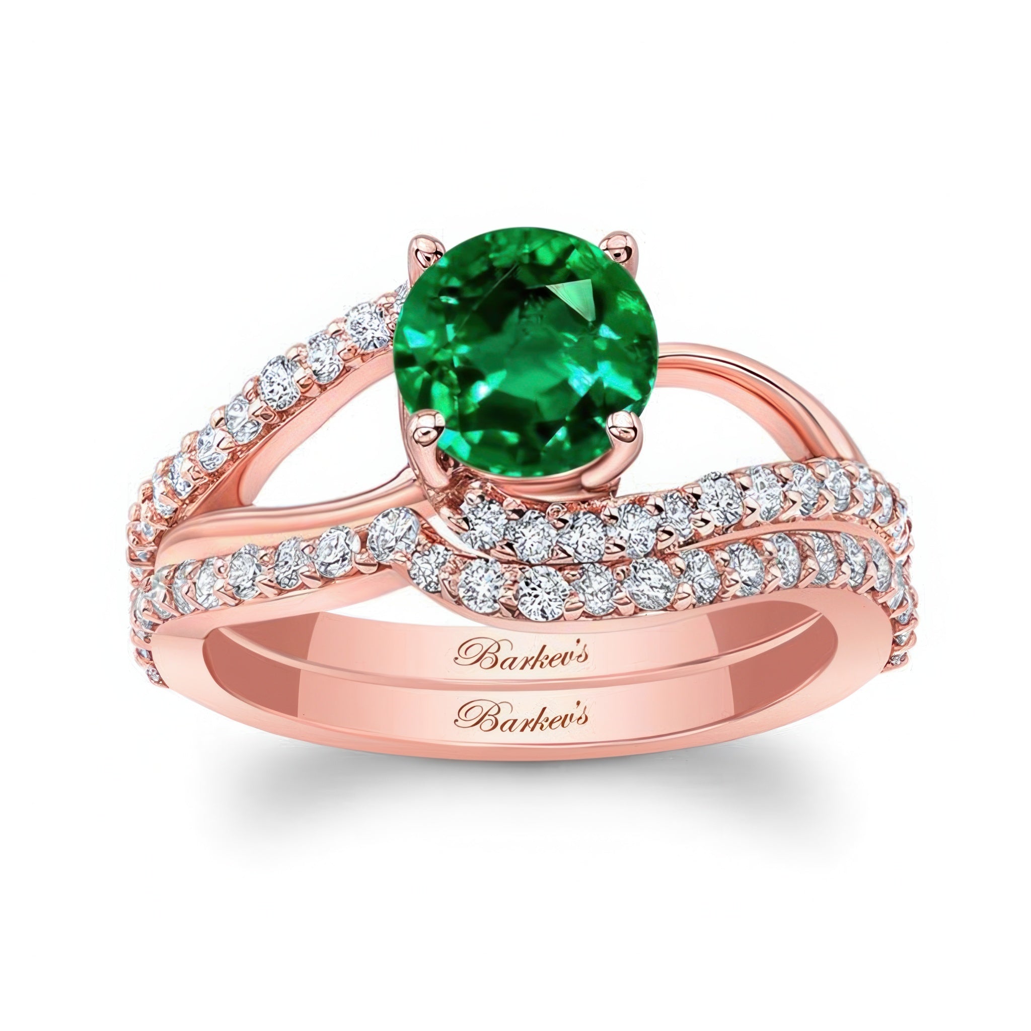 Split Shank Emerald And Diamond Bridal Set