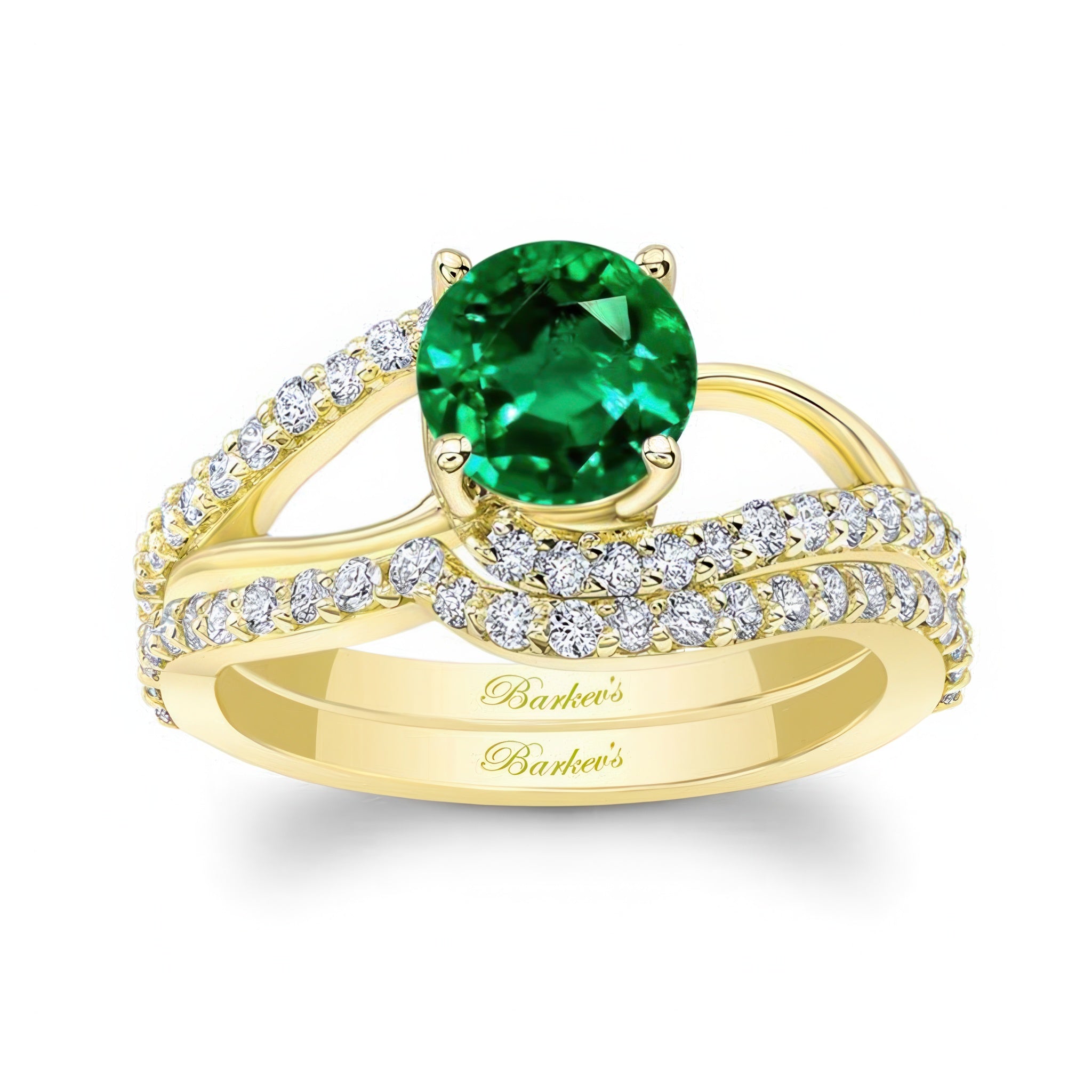 Split Shank Emerald And Diamond Bridal Set