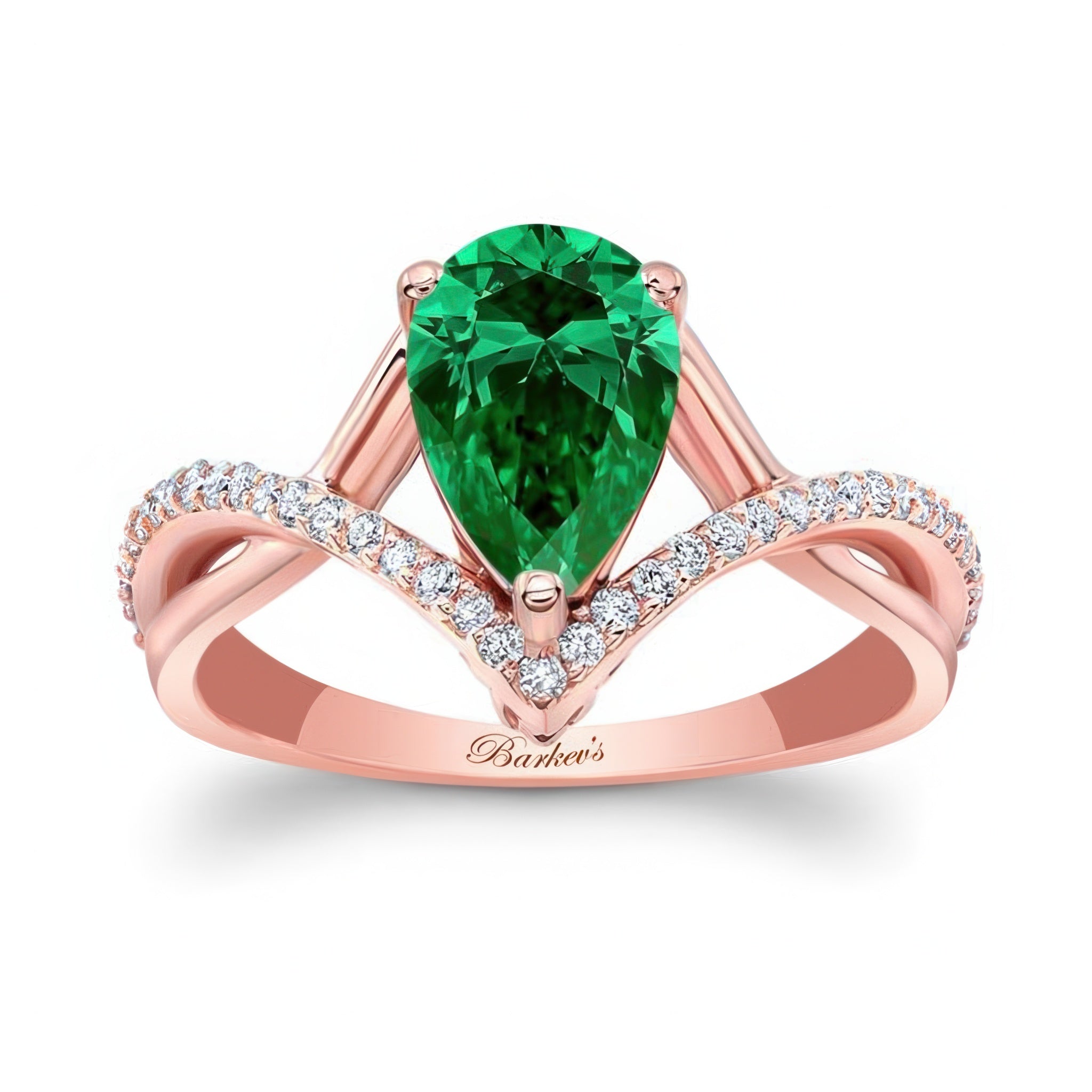 Unique Pear Shaped Emerald And Diamond Ring