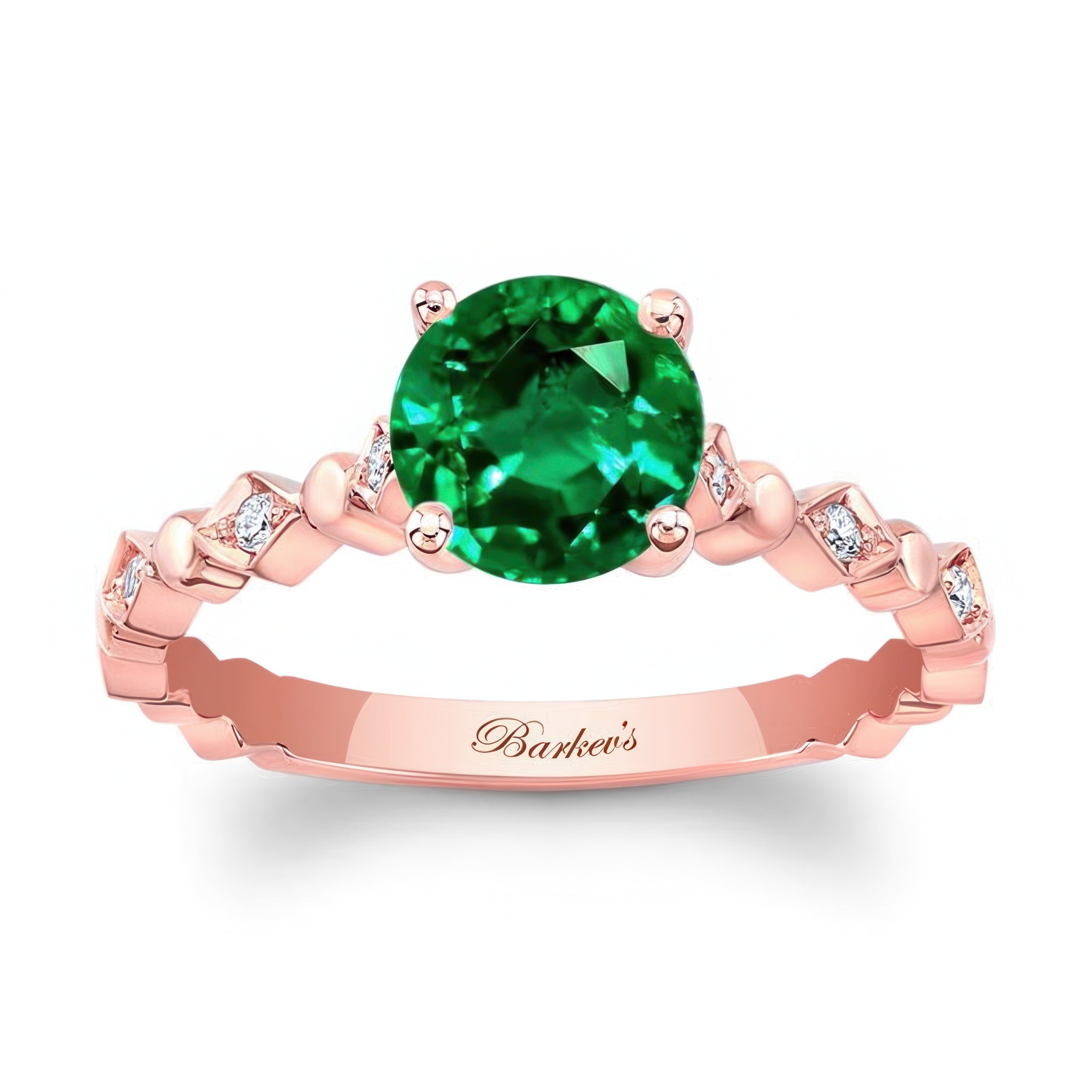 Art Deco Lab Grown Emerald And Diamond Engagement Ring