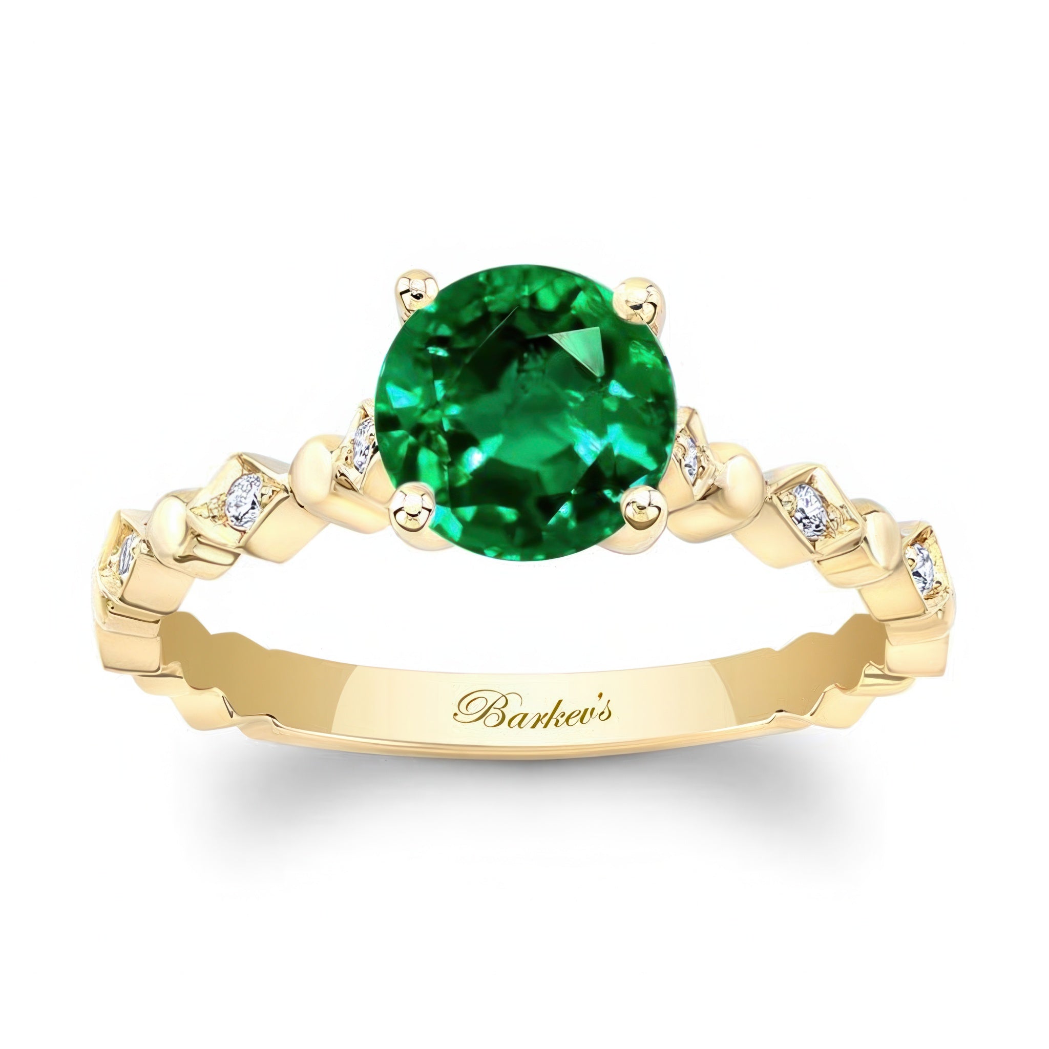Art Deco Lab Grown Emerald And Diamond Engagement Ring