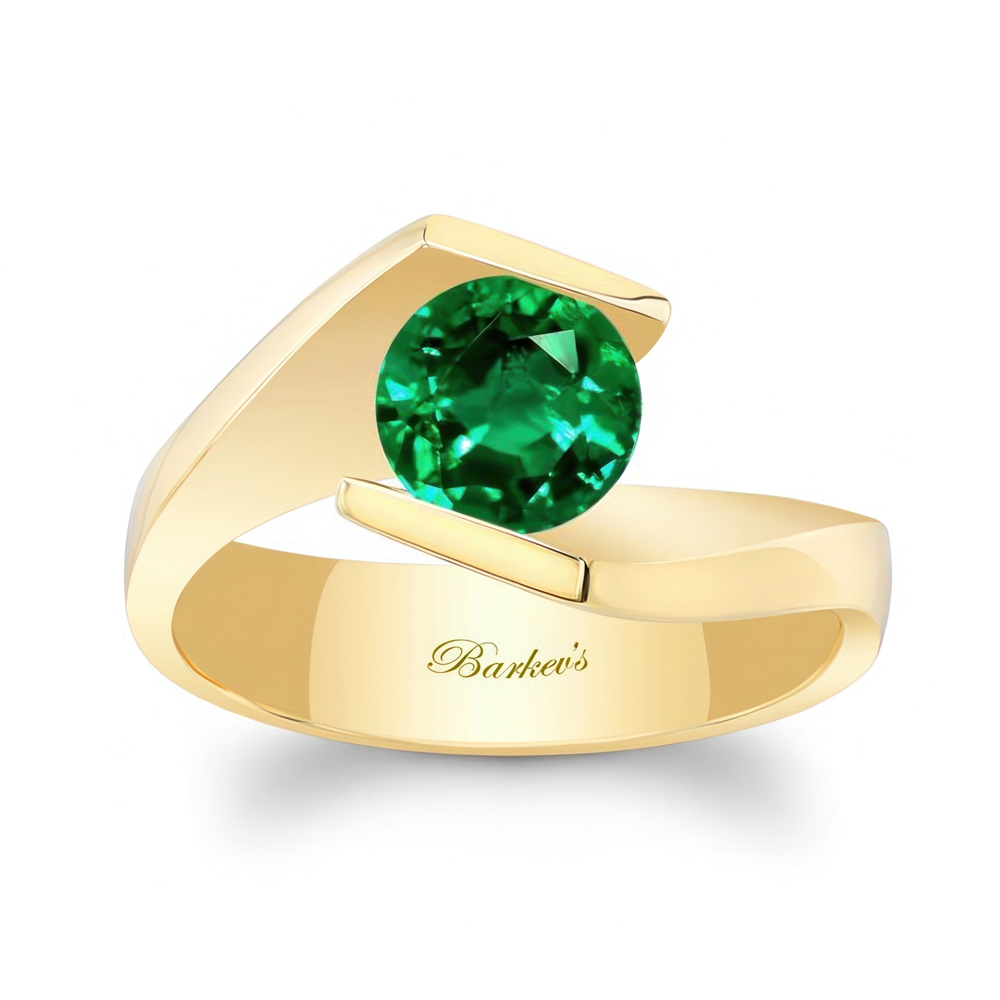 Tension Solitaire Emerald Ring