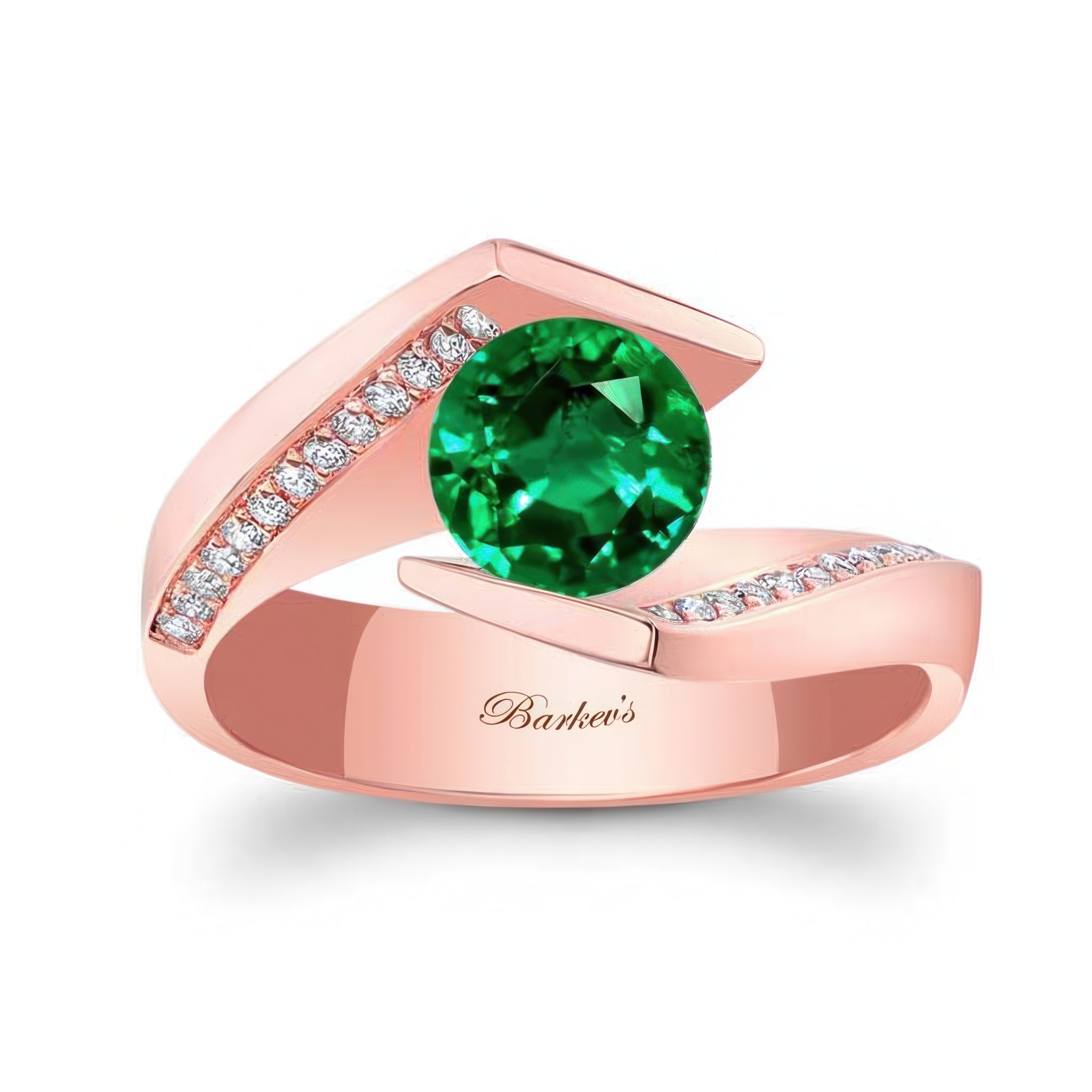 Tension Setting Emerald And Diamond Ring
