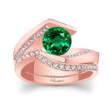 Tension Setting Emerald And Diamond Bridal Set