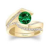 Tension Setting Emerald And Diamond Bridal Set