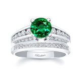 Lab Emerald And Diamond Channel Set Wedding Ring Set