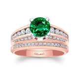 Lab Emerald And Diamond Channel Set Wedding Ring Set