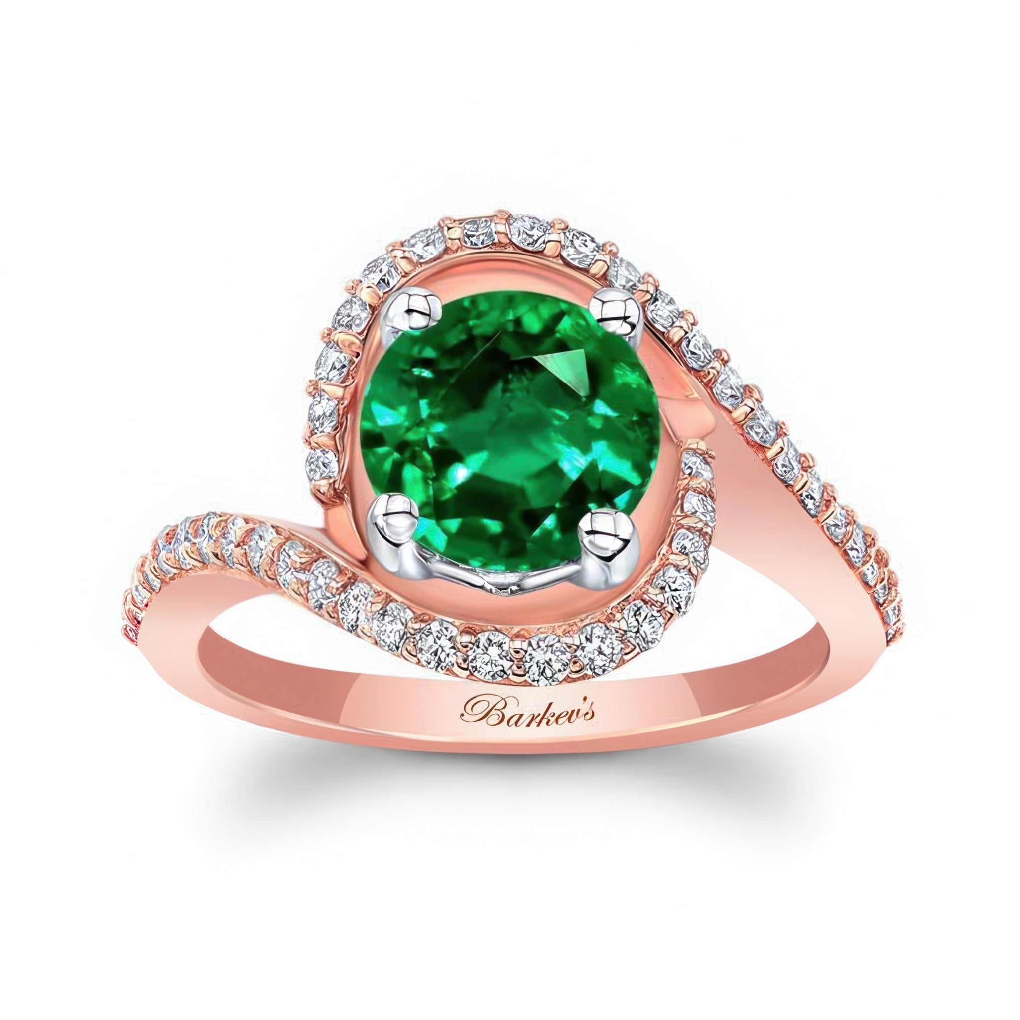 Floating Halo Emerald And Diamond Engagement Ring