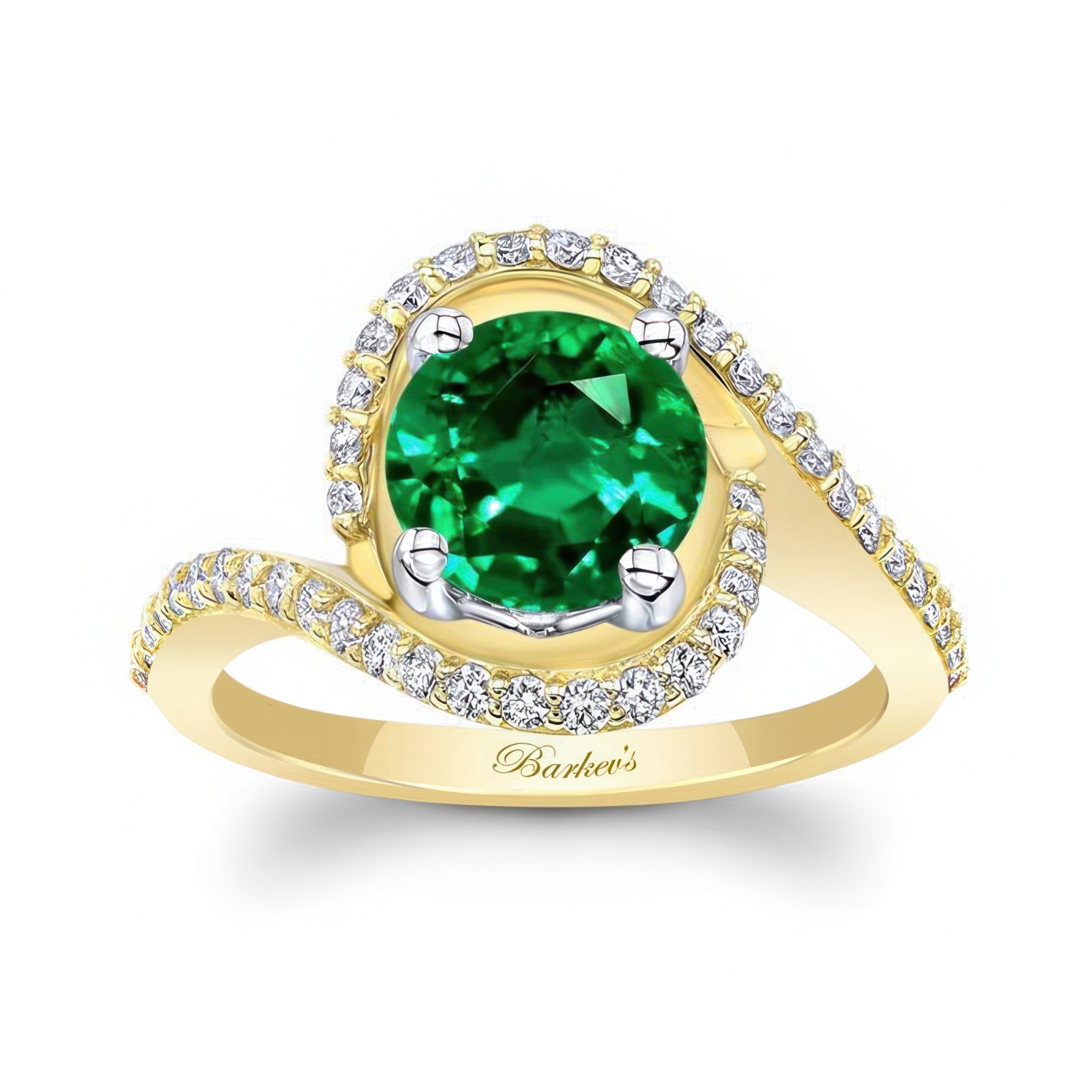 Floating Halo Emerald And Diamond Engagement Ring