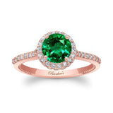 Round Halo Lab Emerald And Diamond Ring
