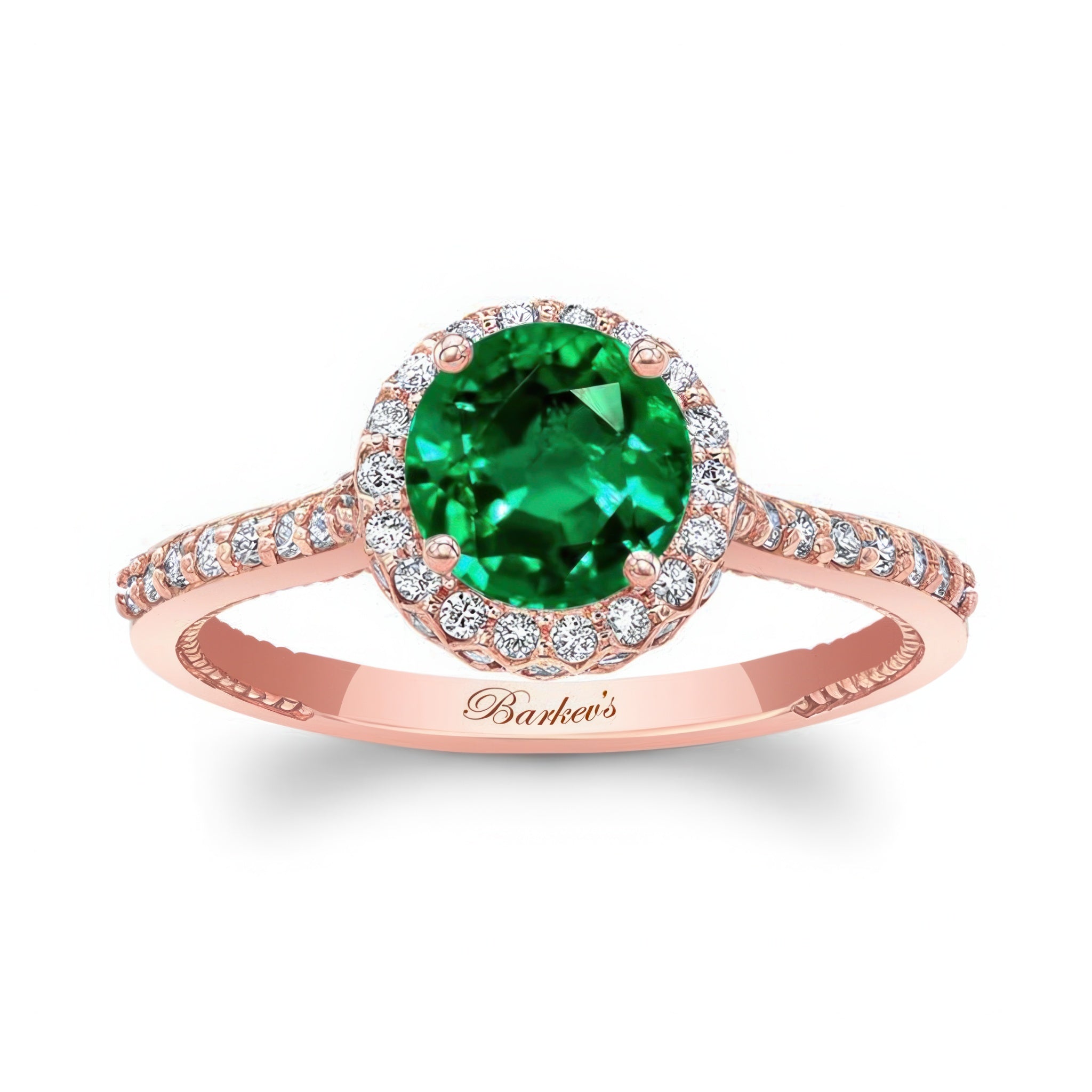 Round Halo Lab Emerald And Diamond Ring