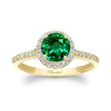 Round Halo Lab Emerald And Diamond Ring