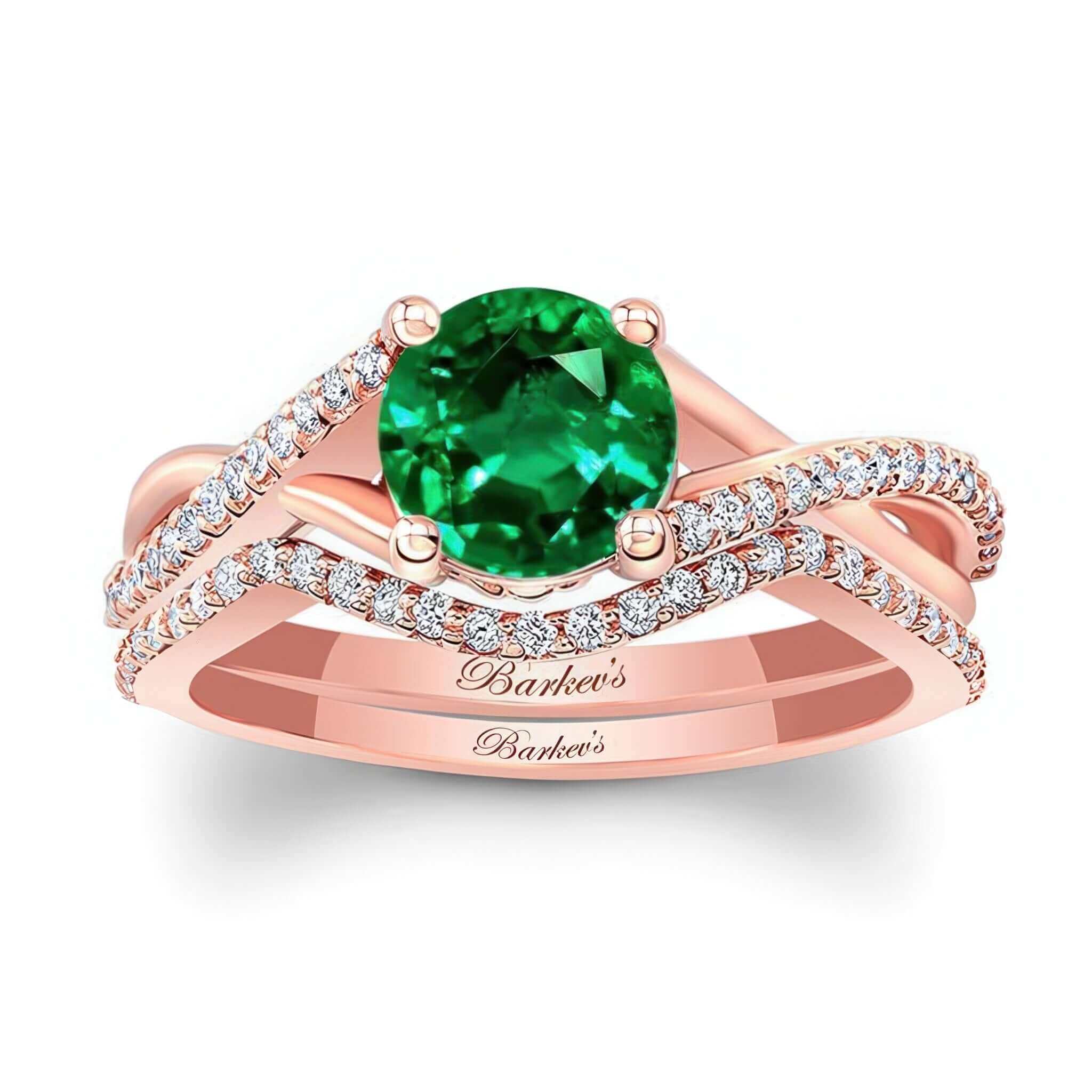 One Carat Emerald And Diamond Bridal Set