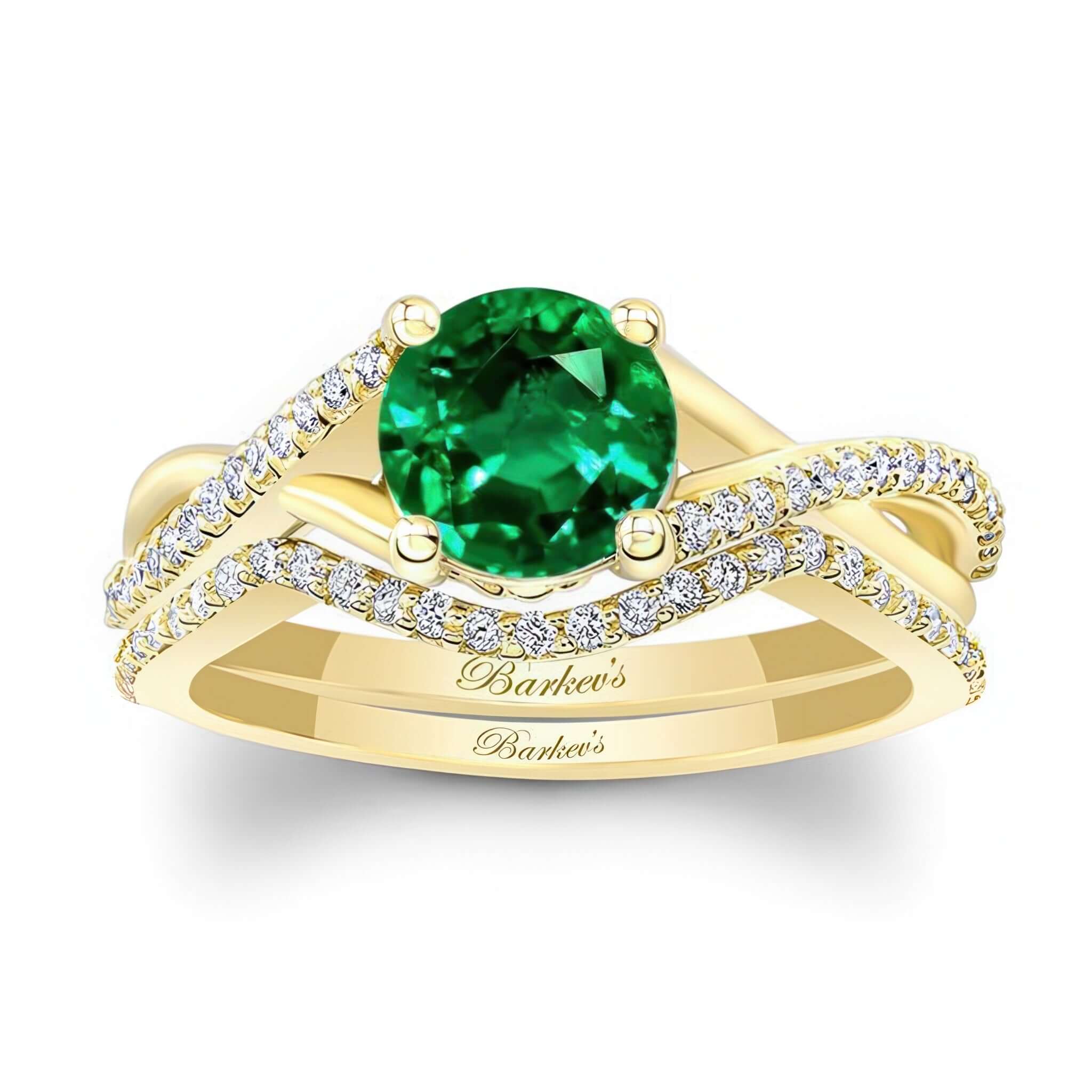 One Carat Emerald And Diamond Bridal Set