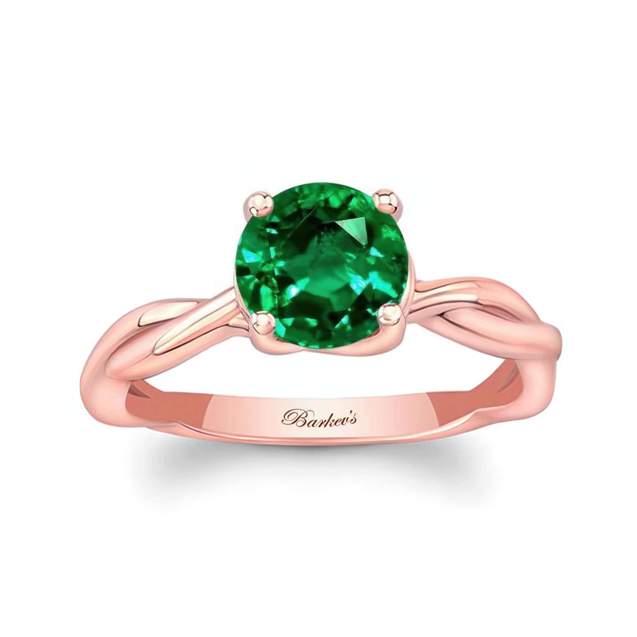 Lab Grown Emerald Twist Solitaire Engagement Ring