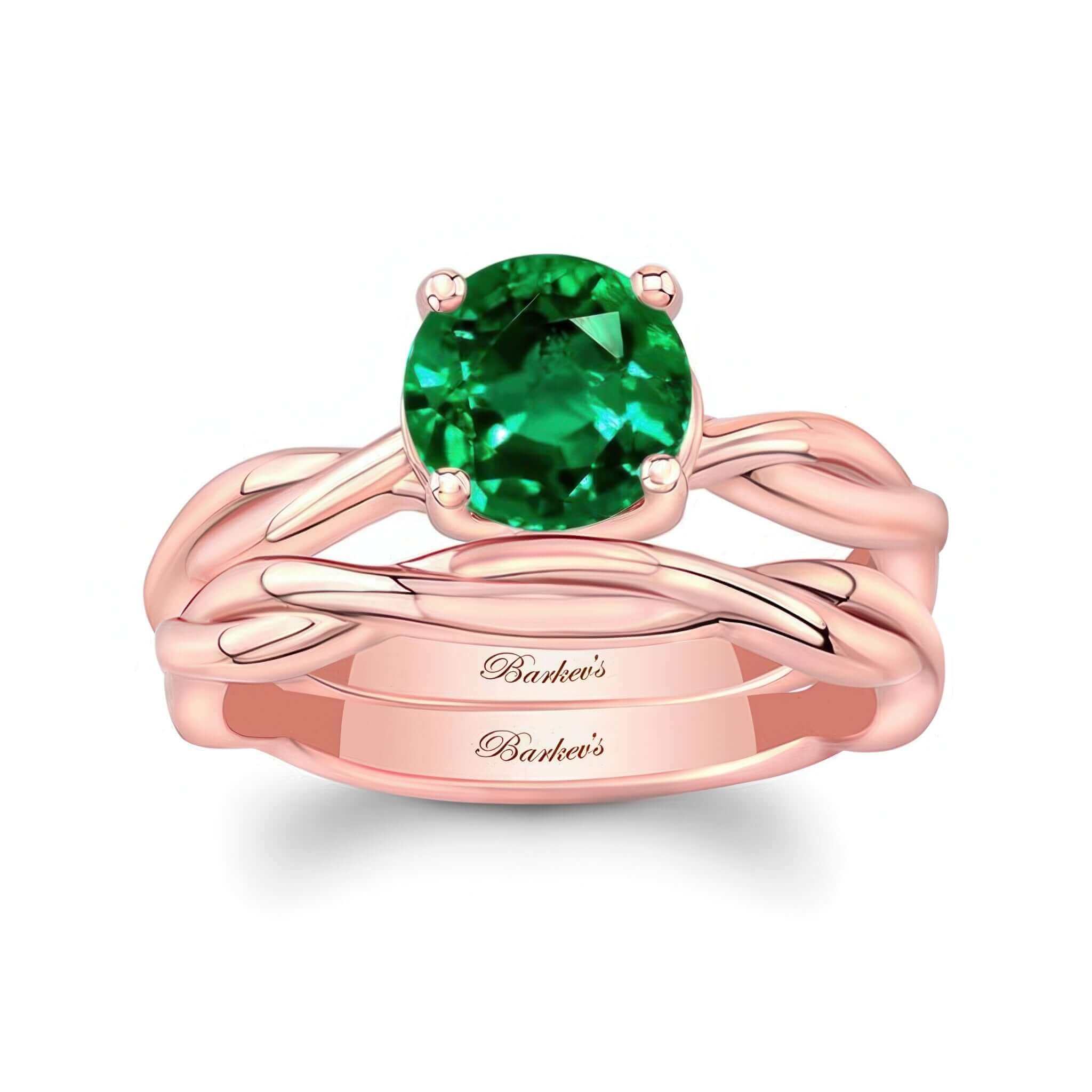 Emerald Twist Solitaire Bridal Set