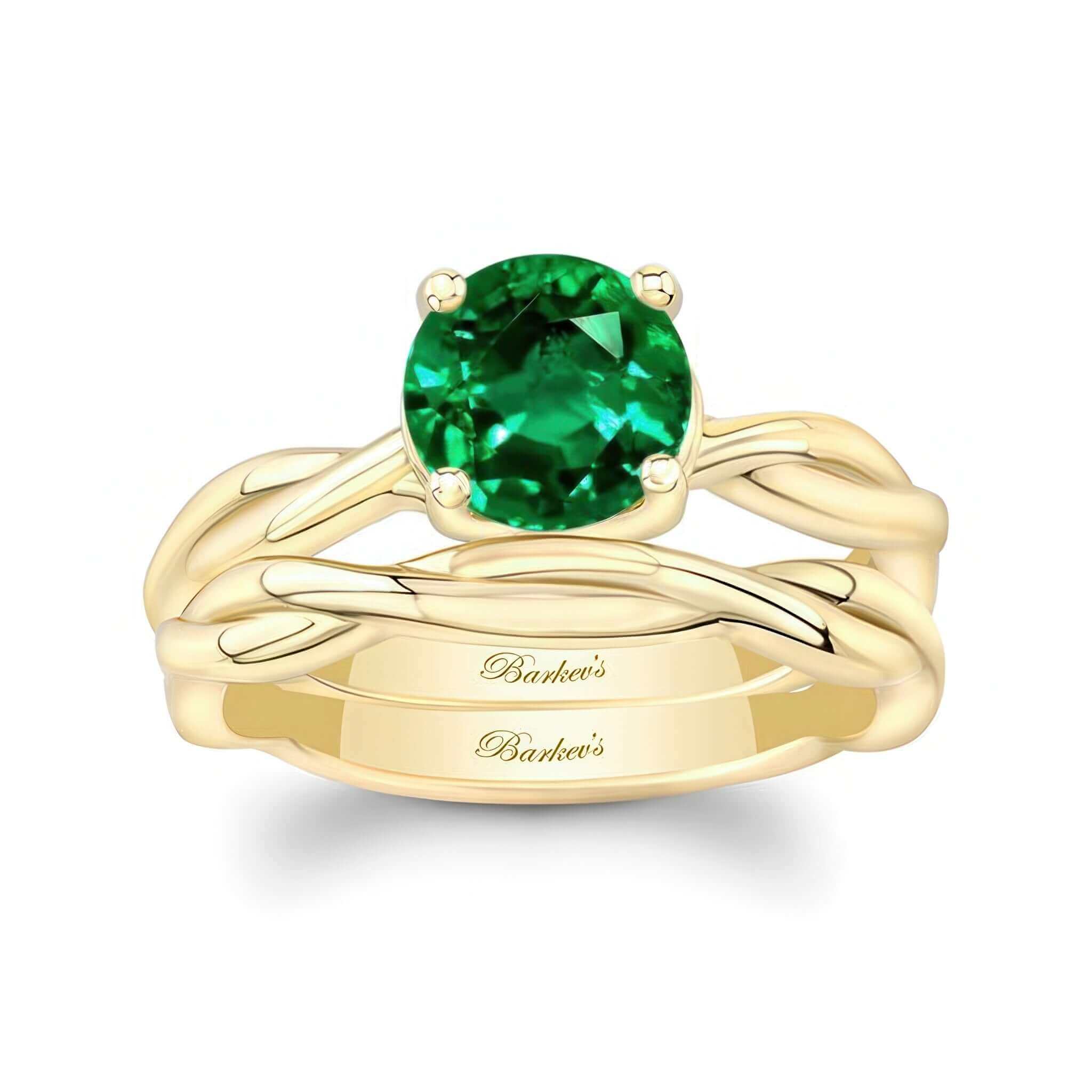 Emerald Twist Solitaire Bridal Set