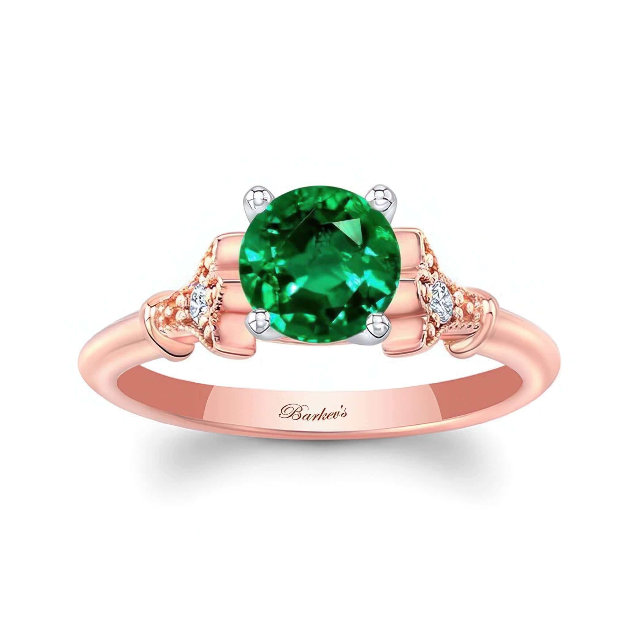 Petite Leaf Emerald And Diamond Engagement Ring