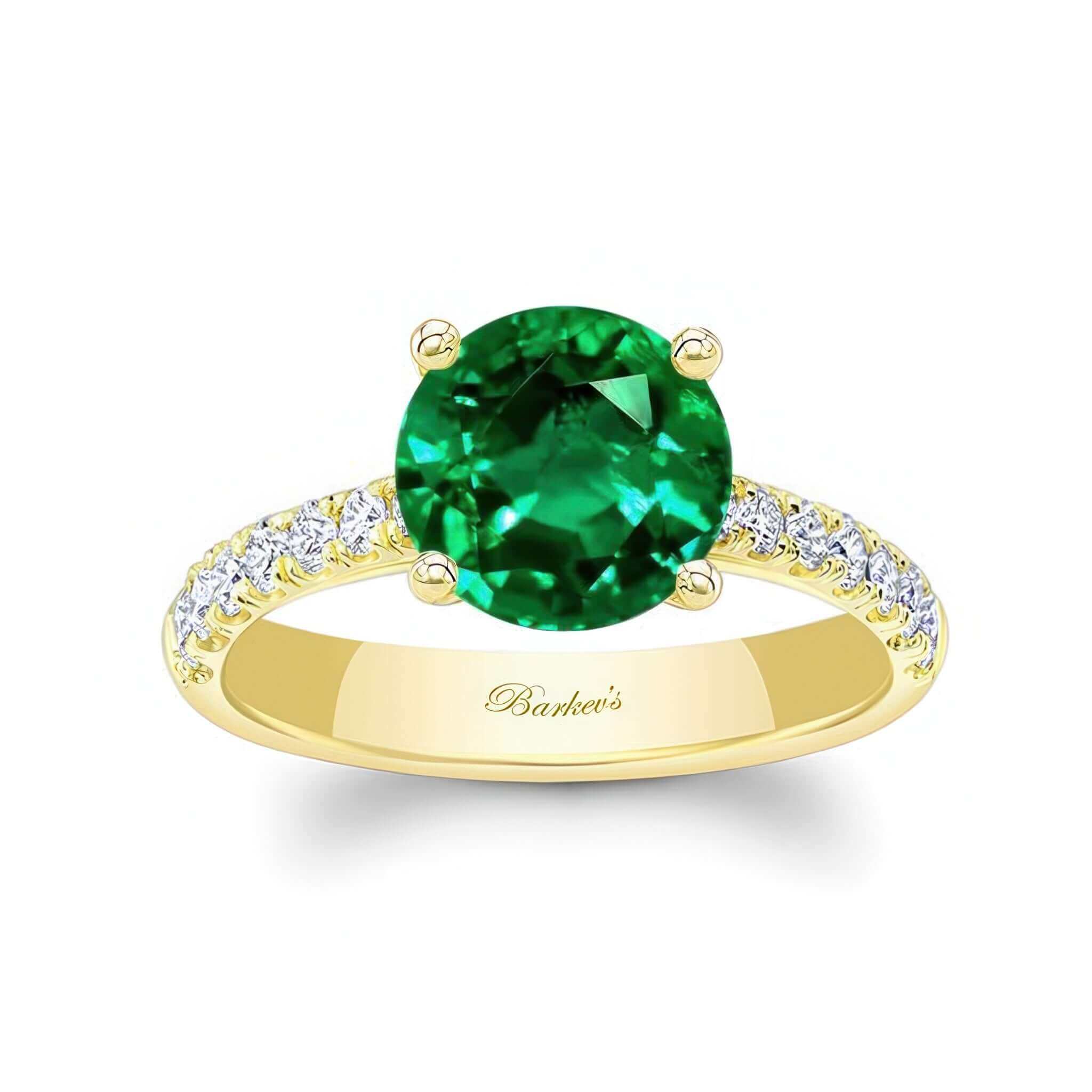 3 Carat Round Emerald And Diamond Engagement Ring
