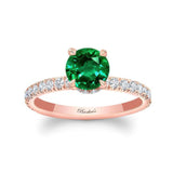 Emerald And Diamond Halo Engagement Ring