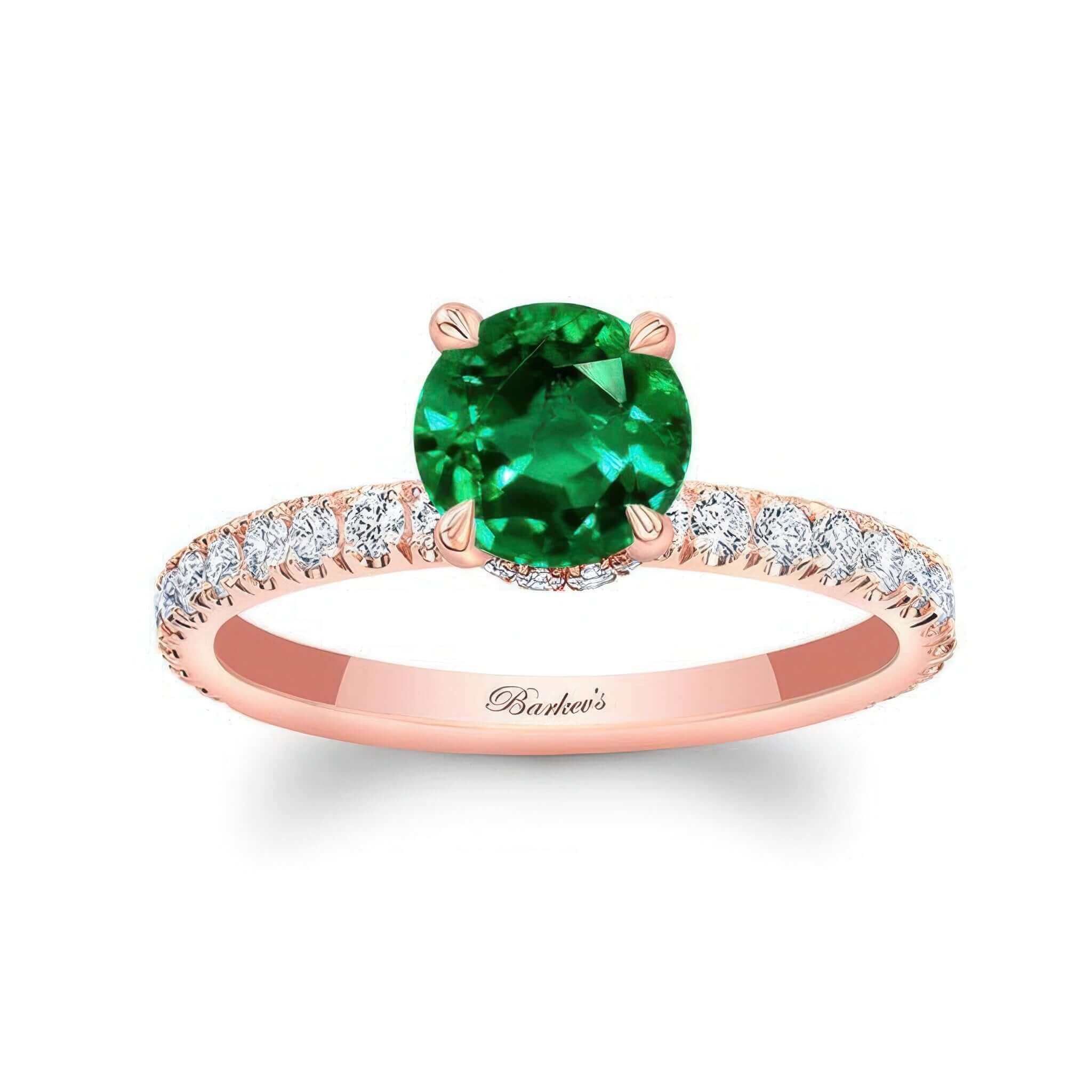 Emerald And Diamond Halo Engagement Ring