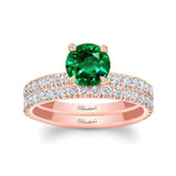 Lab Grown Emerald And Diamond Halo Wedding Set