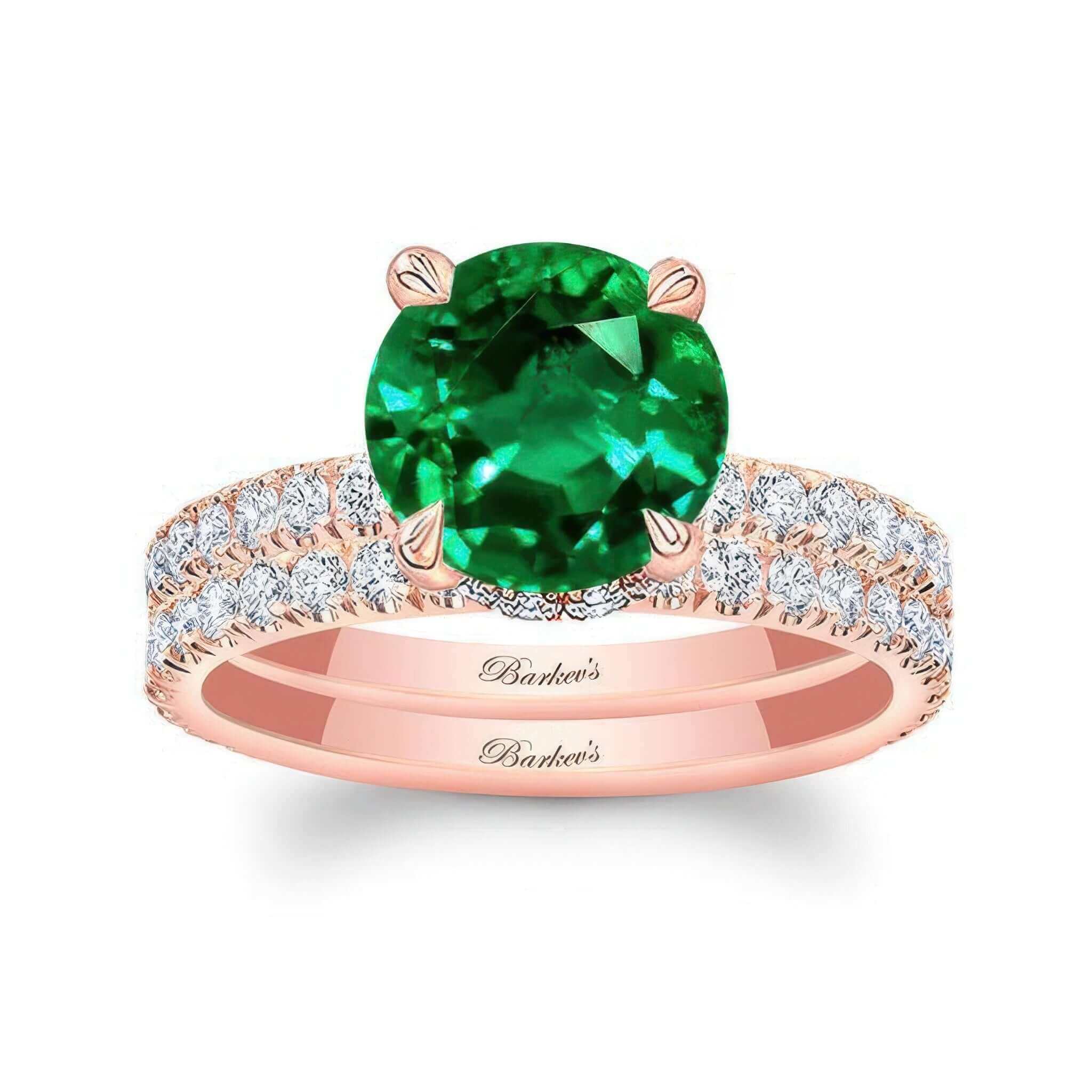 3 Carat Emerald And Diamond Halo Wedding Set